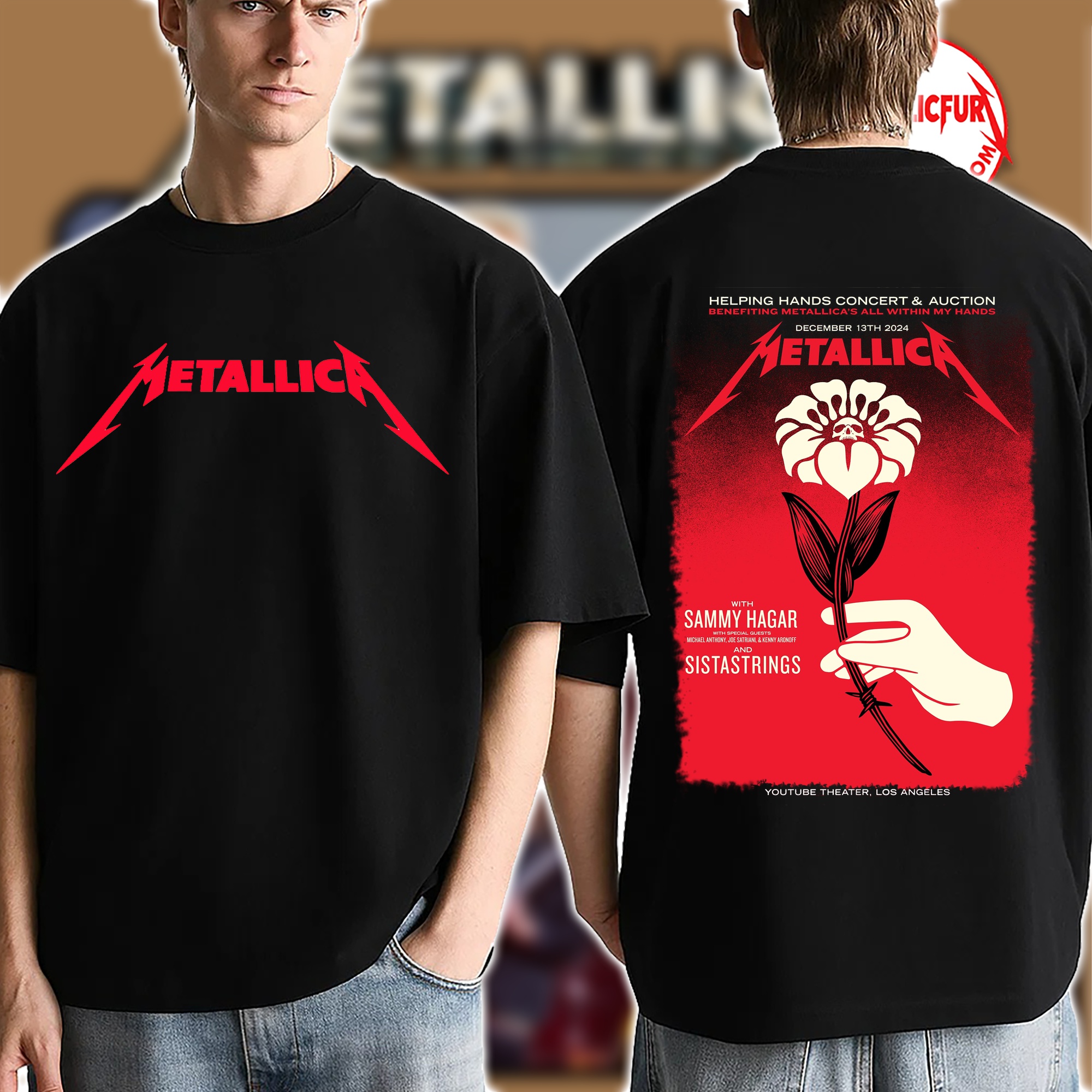 Metallica Helping Hands Concert & Auction 2024 Los Angeles T-Shirt – YouTube Theater, December 13, 2024 – AWMH Charity Event Exclusive Artwork