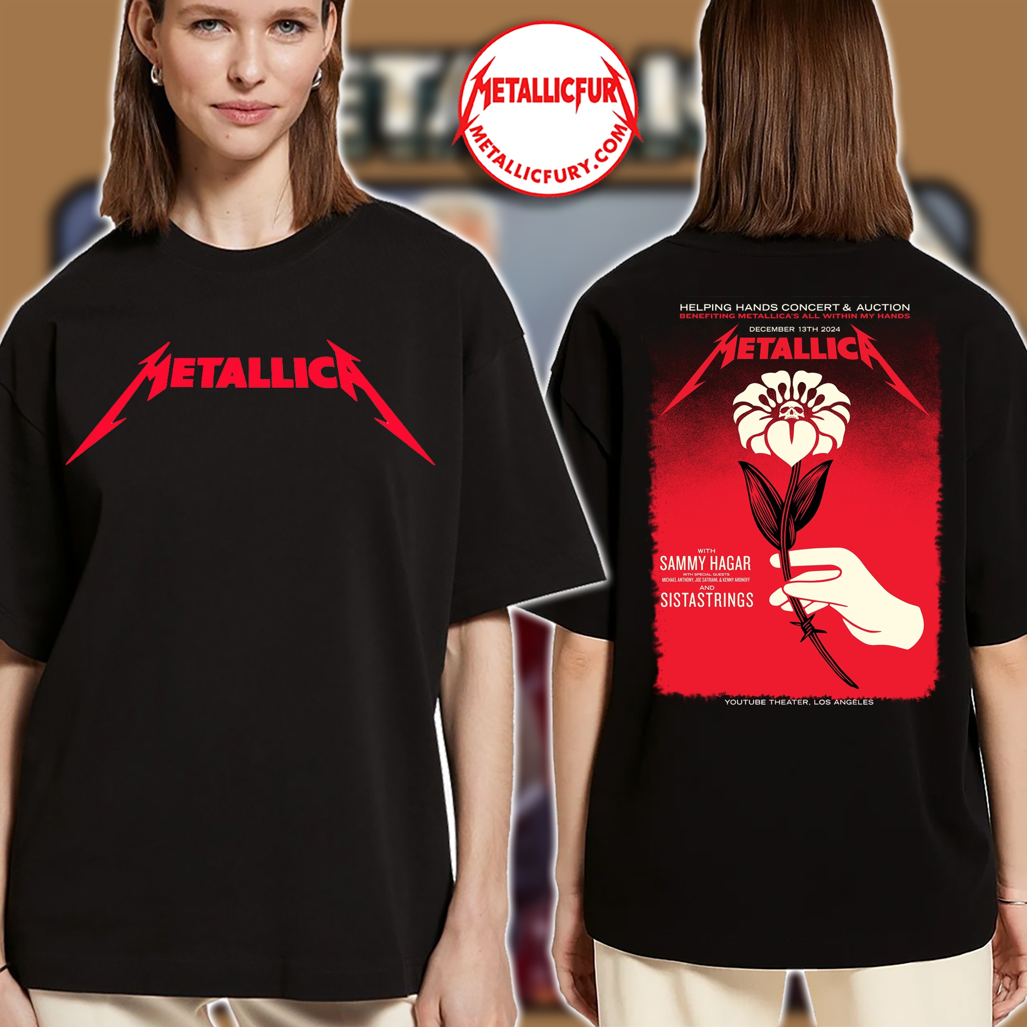 Metallica Helping Hands Concert & Auction 2024 Los Angeles T-Shirt – YouTube Theater, December 13, 2024 – AWMH Charity Event Exclusive Artwork
