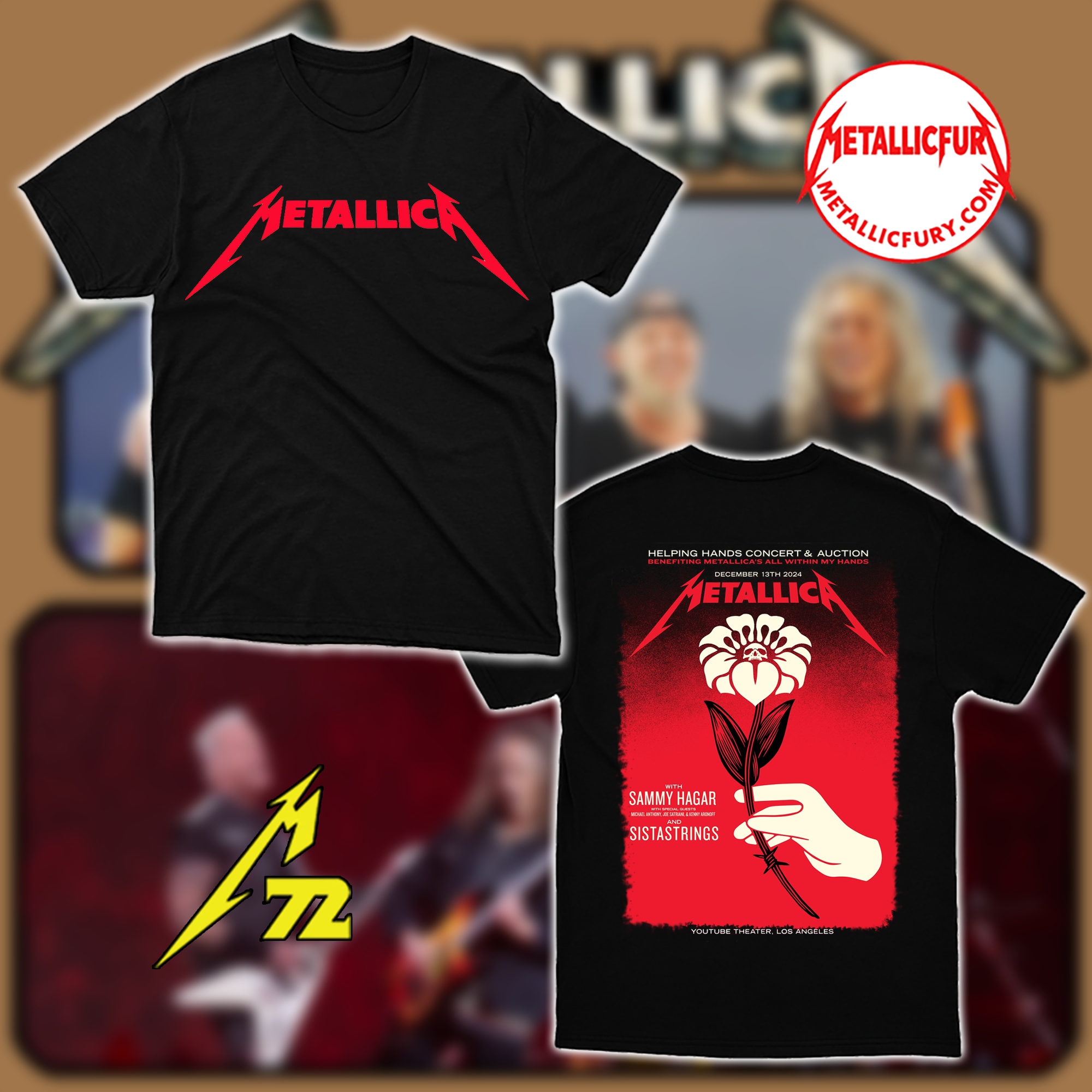 Metallica Helping Hands Concert & Auction 2024 Los Angeles T-Shirt – YouTube Theater, December 13, 2024 – AWMH Charity Event Exclusive Artwork
