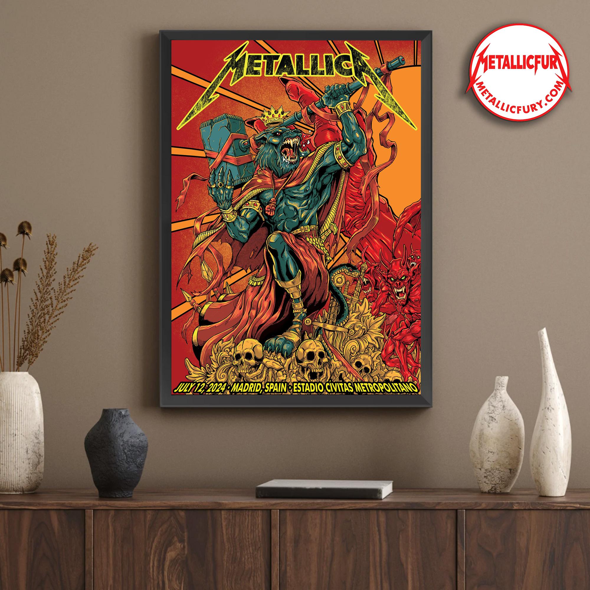 Metallica M72 Madrid Night 1 Poster – Estadio Cívitas Metropolitano, July 12 2024 – Official Event Artwork