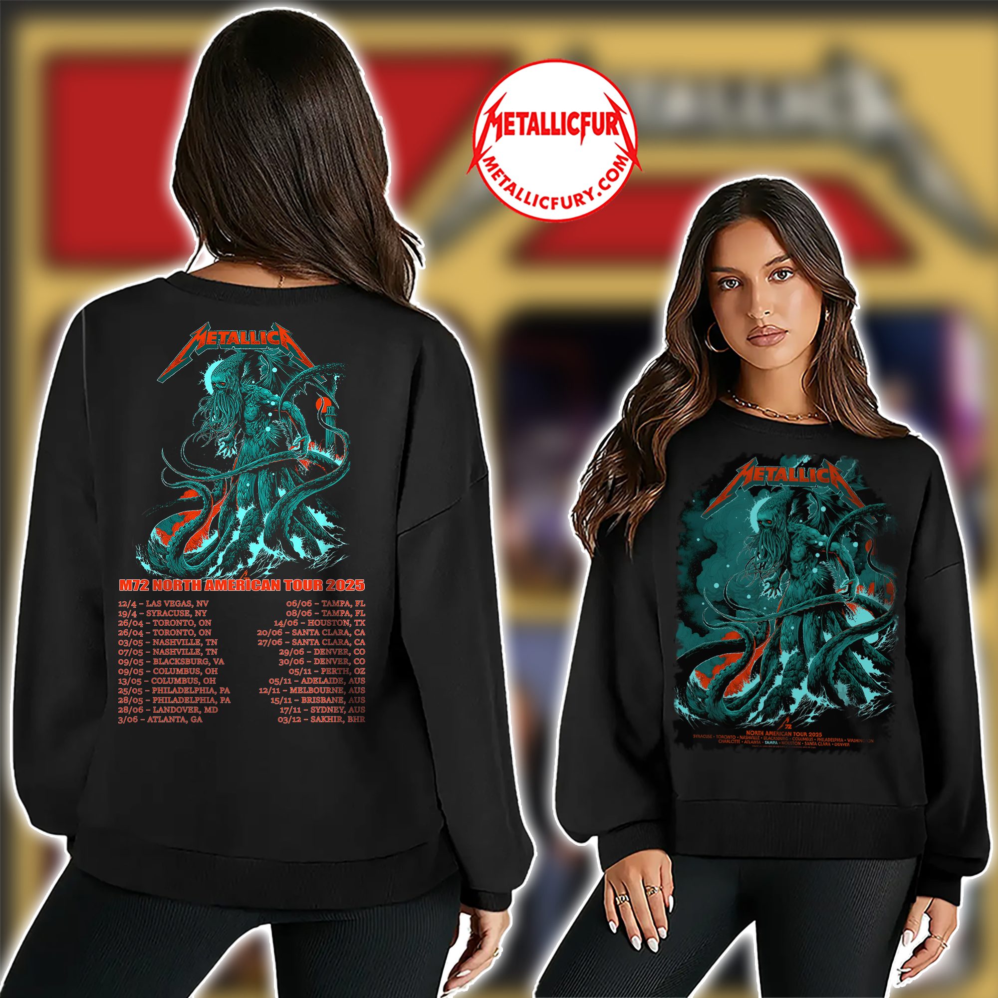Metallica M72 Tampa 2025 Sweater – June 6 & 8 – Raymond James Stadium – Cthulhu Artwork