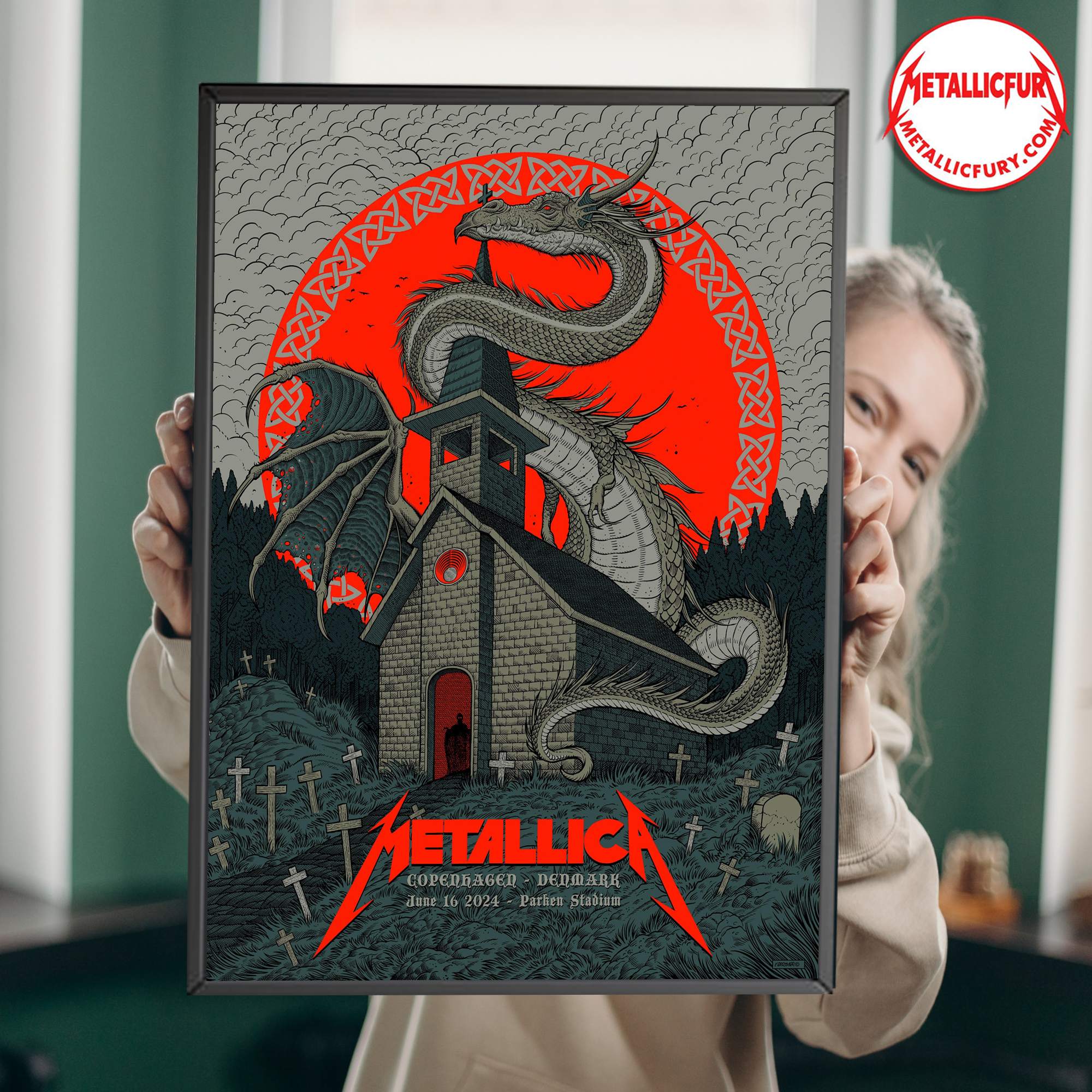 Metallica M72 Tour Copenhagen Night 2 Poster – Parken Stadium – June 16 2024 – Official Event Artwork