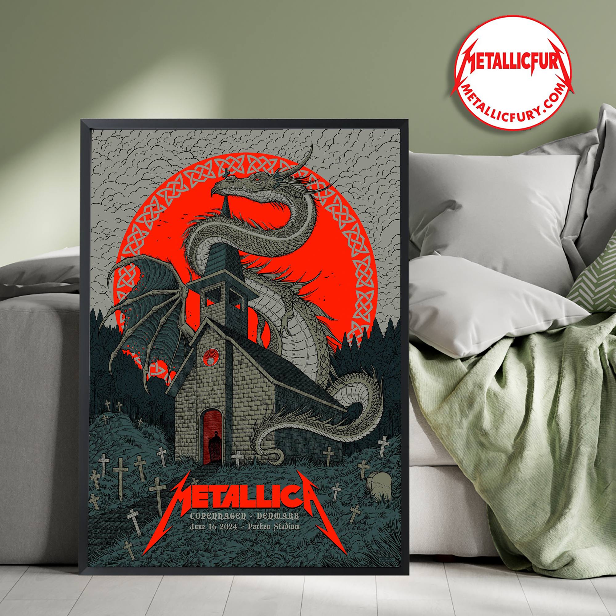Metallica M72 Tour Copenhagen Night 2 Poster – Parken Stadium – June 16 2024 – Official Event Artwork