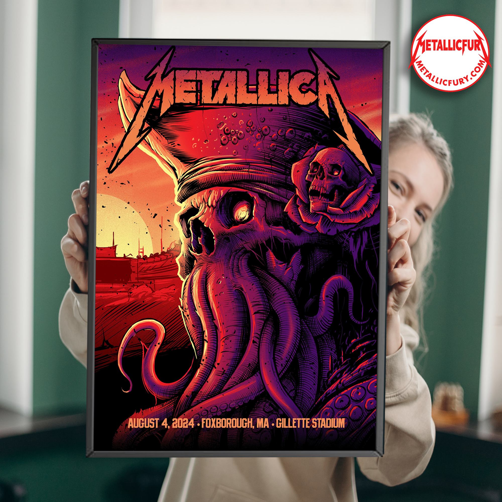 Metallica M72 Tour Foxborough Night 2 Poster Gillette Stadium August 4 2024 Official Event Artwork 1