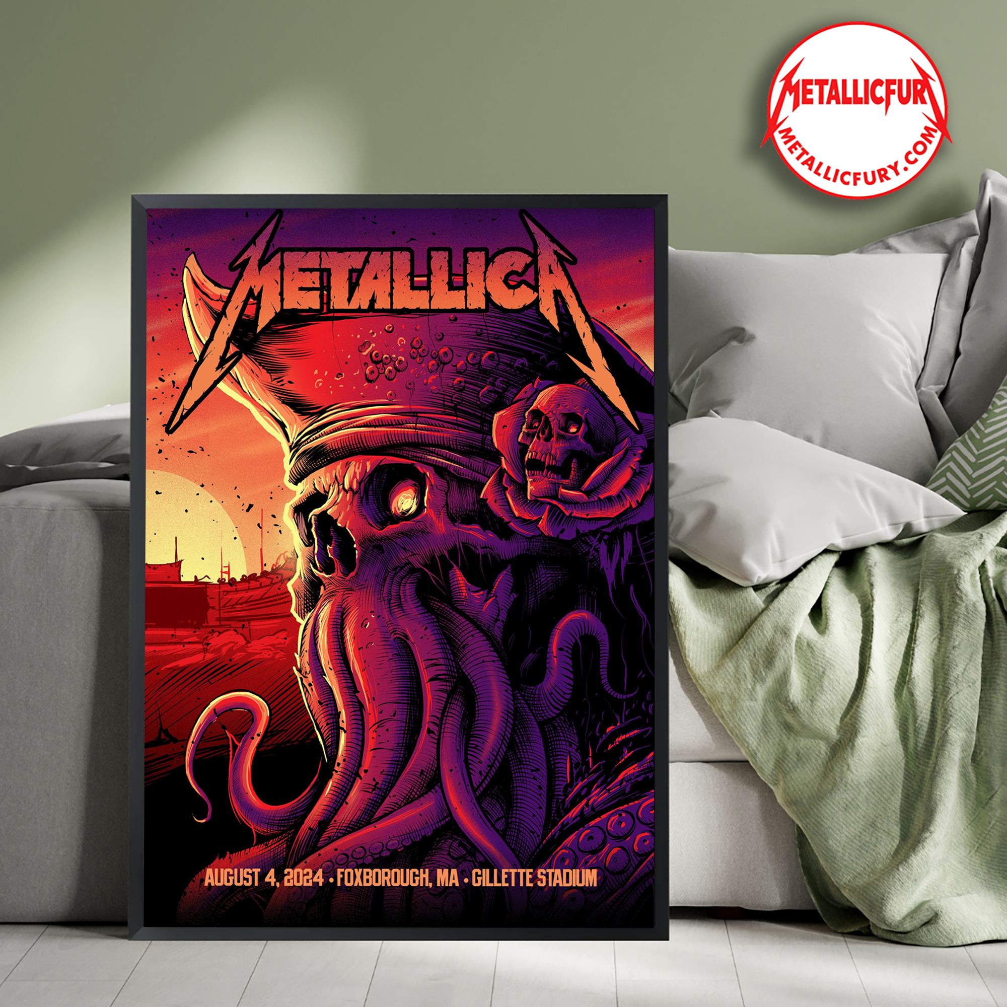 Metallica M72 Tour Foxborough Night 2 Poster Gillette Stadium August 4 2024 Official Event Artwork 2