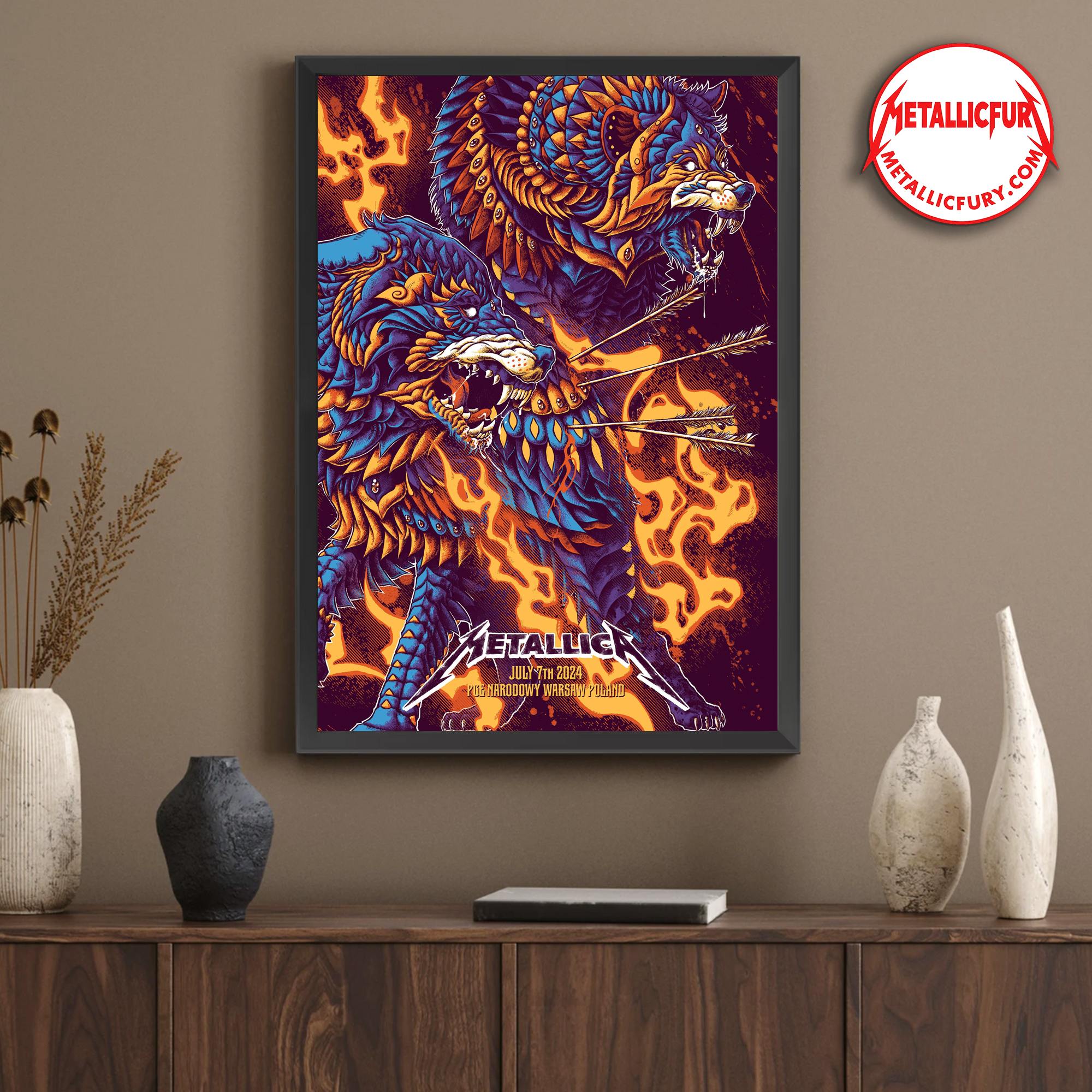 Metallica M72 Warsaw Night 2 Poster – PGE Narodowy, Poland – July 7 2024 – Official Event Artwork