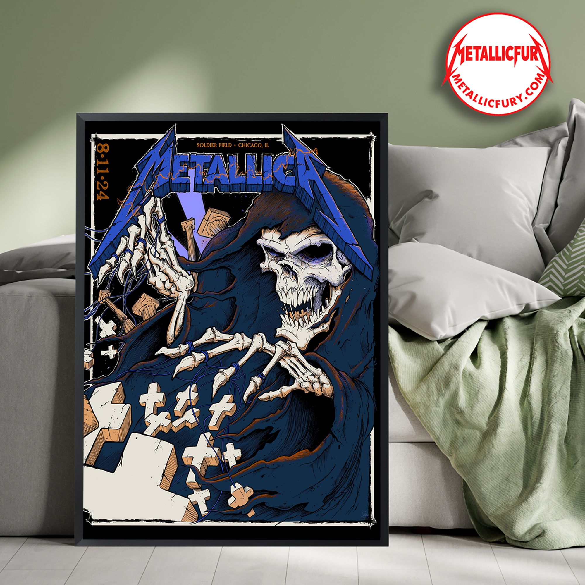 Metallica M72 World Tour 2024 Chicago Night 2 Poster – August 11, 2024 Soldier Field – Exclusive Concert Collectible Artwork