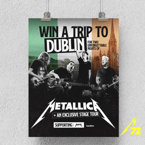 Win a Trip to Dublin for Two Unforgettable Nights with Metallica – M72 Dublin 2026 “No Repeat Weekend” Poster – Exclusive Stage Tour Announcement Canvas Wall Art