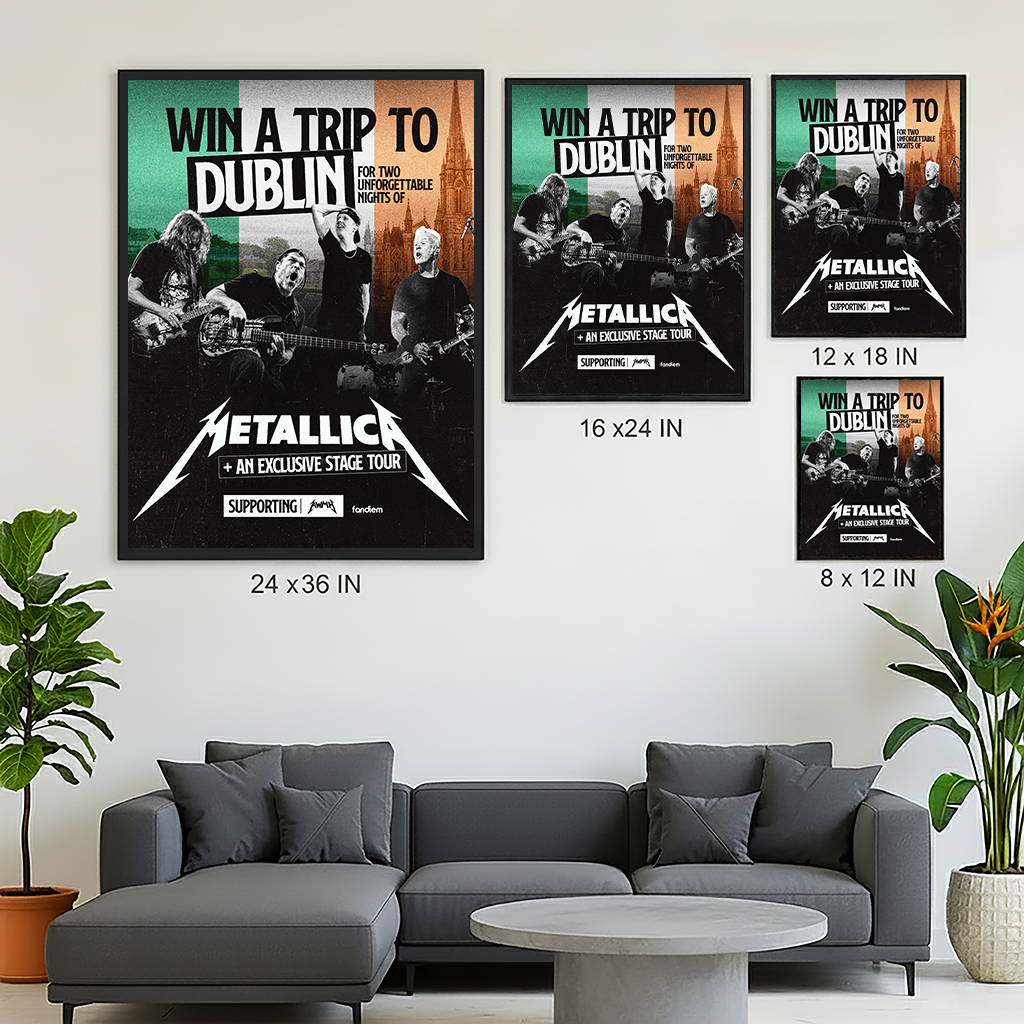Win a Trip to Dublin for Two Unforgettable Nights with Metallica – M72 Dublin 2026 “No Repeat Weekend” Poster – Exclusive Stage Tour Announcement Canvas Wall Art