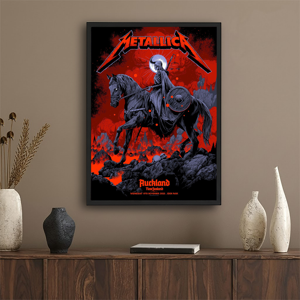 Metallica M72 Auckland Exclusive Pop-Up Poster – November 19, 2025 – Eden Park, New Zealand – Artwork by Ken Taylor – Canvas Home Decor