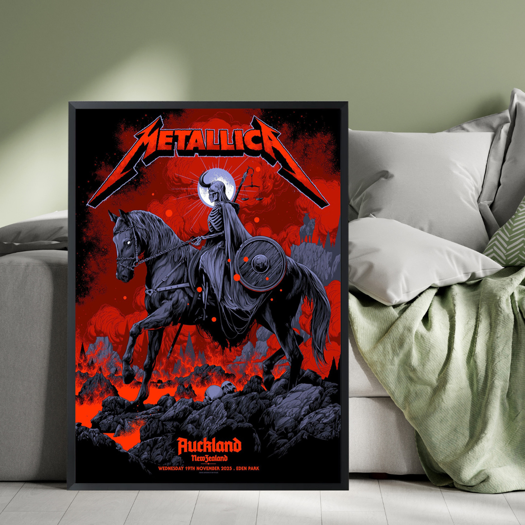 Metallica M72 Auckland Exclusive Pop-Up Poster – November 19, 2025 – Eden Park, New Zealand – Artwork by Ken Taylor – Canvas Home Decor
