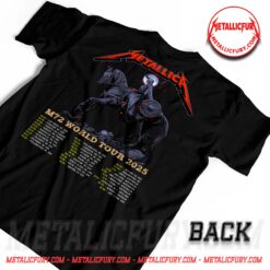 Back view of Metallica M72 Auckland Exclusive Pop-Up T-Shirt – November 19, 2025 – Eden Park, New Zealand – Artwork by Ken Taylor – Tour Merch