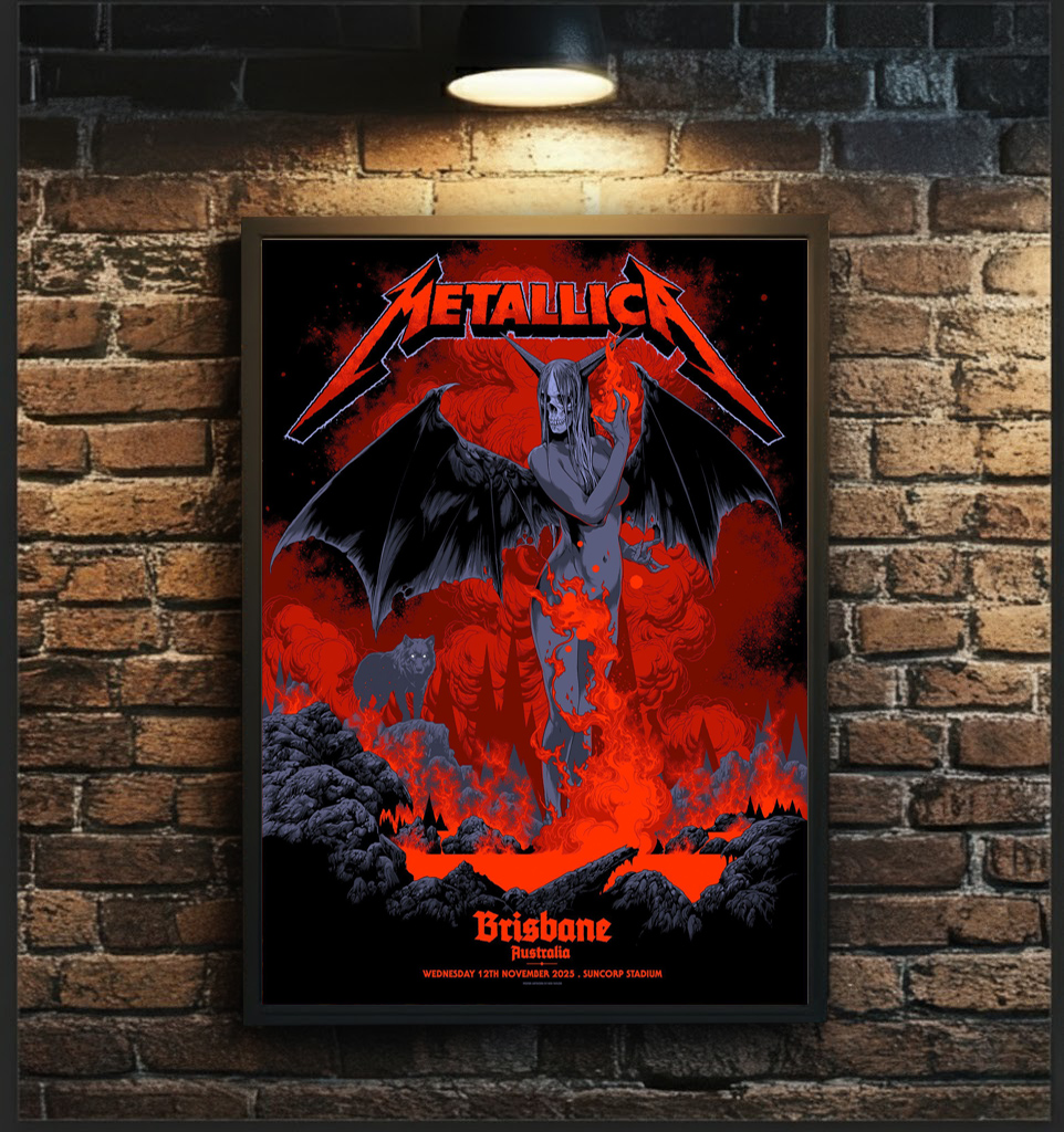 Metallica M72 Brisbane 2025 Poster Suncorp Stadium Australia Artwork by Ken Taylor Tour Merch Canvas Home Decor 5