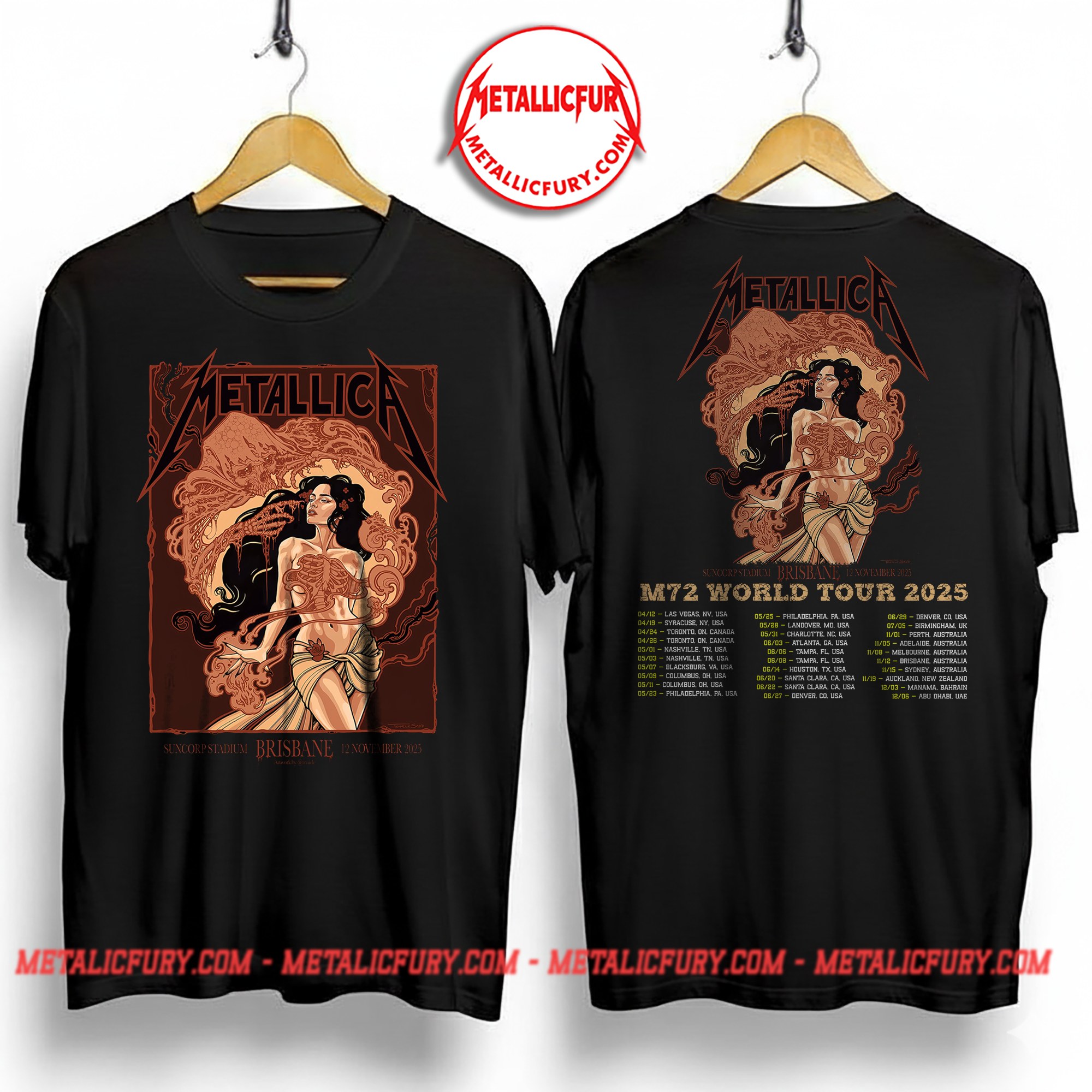 Metallica M72 Brisbane T-Shirt – Suncorp Stadium, Australia – November 12, 2025 – Tour Merch