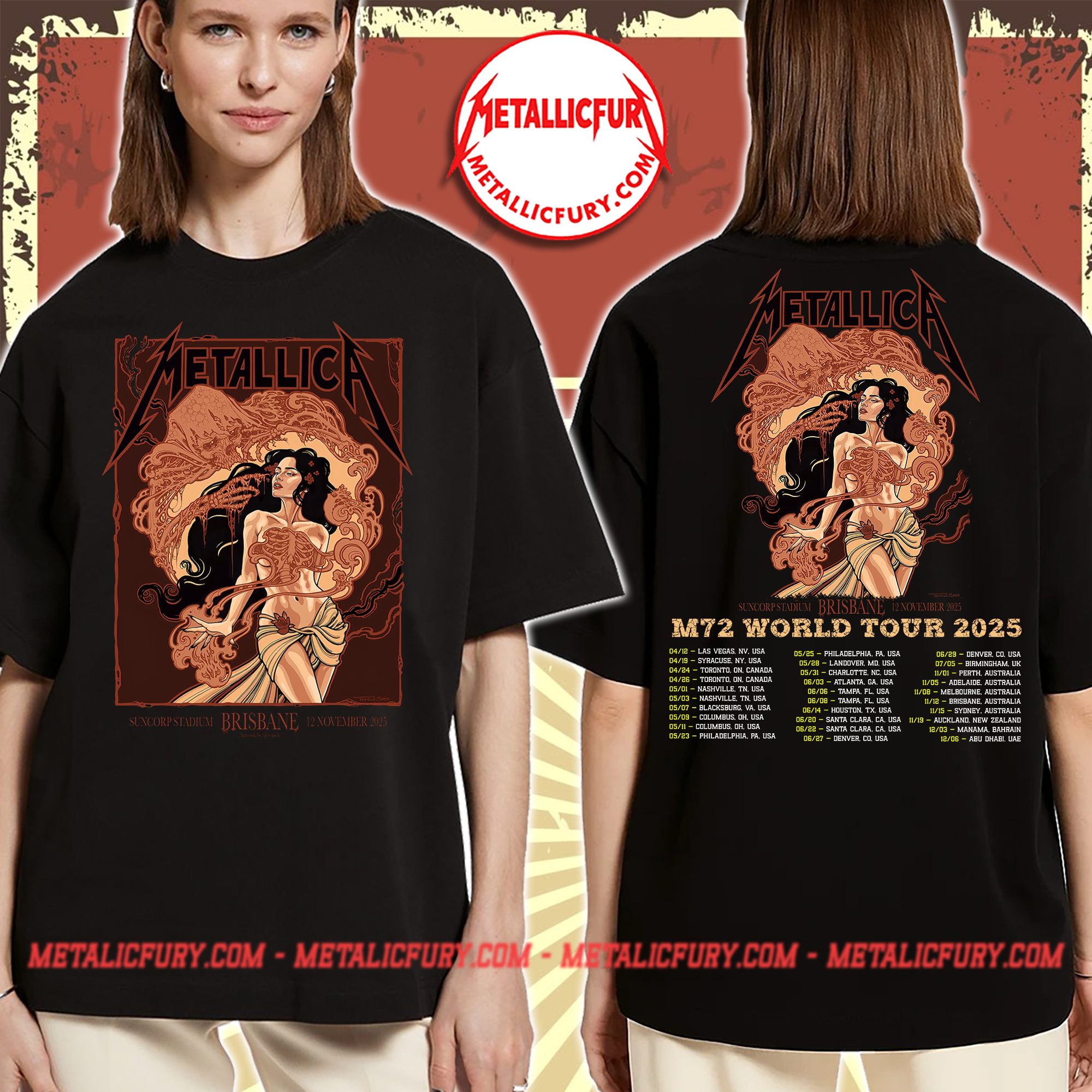 Metallica M72 Brisbane T Shirt Suncorp Stadium Australia November 12 2025 Tour Merch 3