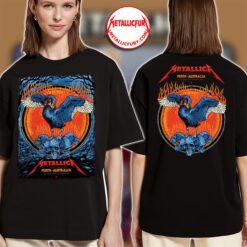 Metallica M72 Perth 2025 Two-Sided T-Shirt – November 1, 2025 – Optus Stadium, Australia – Artwork by Ben Brown featuring Black Swan and Skulls Design