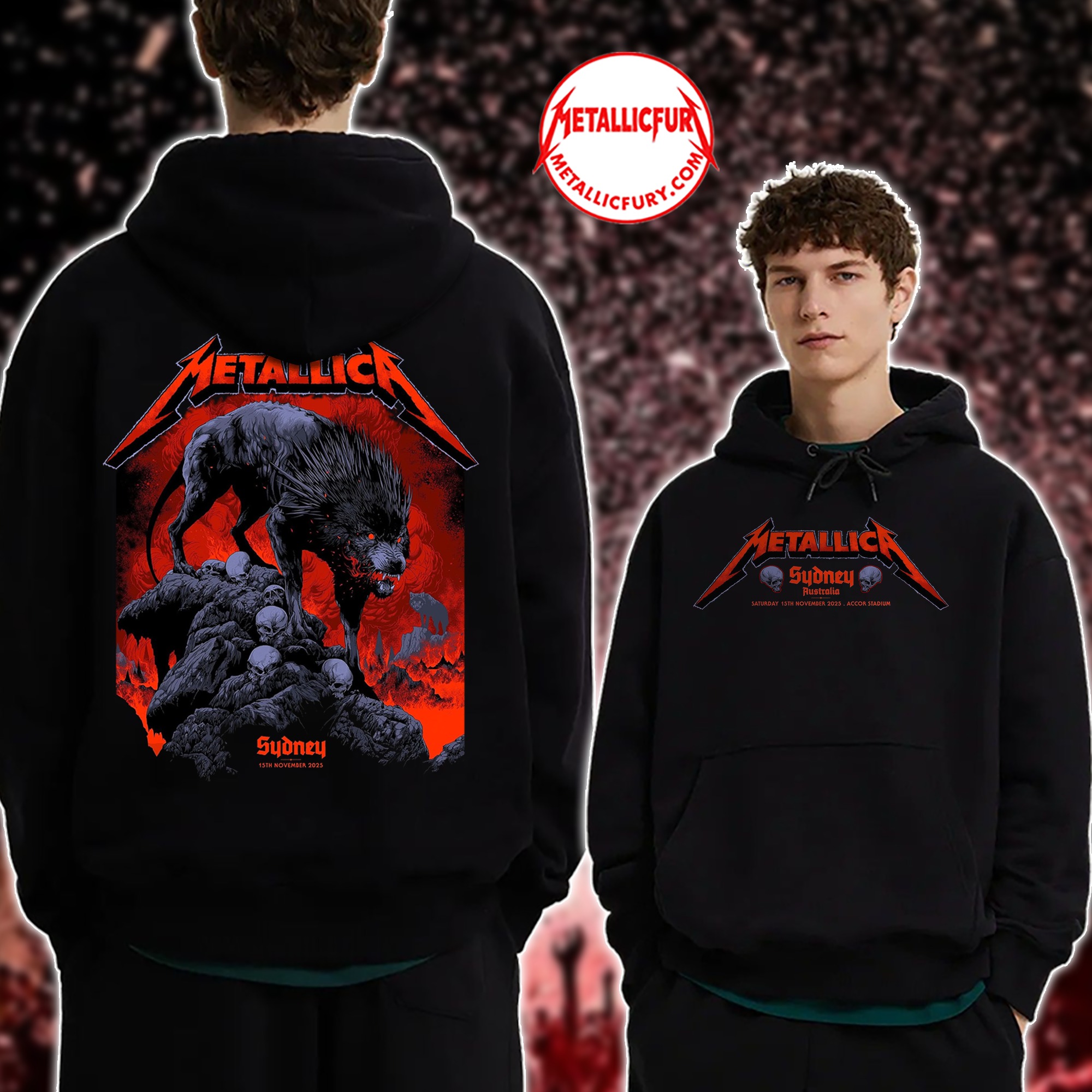 Metallica M72 Sydney Exclusive Pop Up Event Hoodie Artwork by Ken Taylor 3