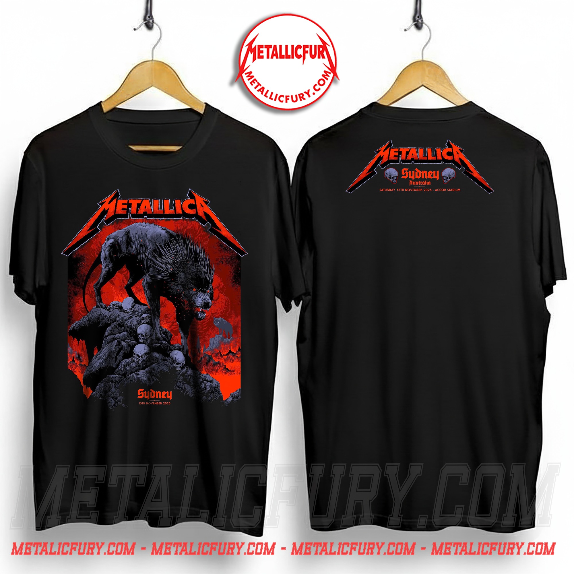 Metallica M72 Sydney Exclusive Pop Up Event Two Sided T Shirt November 15 2025 Accor Stadium Australia Artwork by Ken Taylor 1