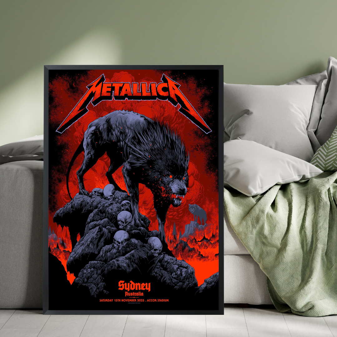 Metallica M72 Sydney Exclusive Pop-Up Poster – November 15, 2025 – Accor Stadium, Australia – Artwork by Ken Taylor – Canvas Home Decor