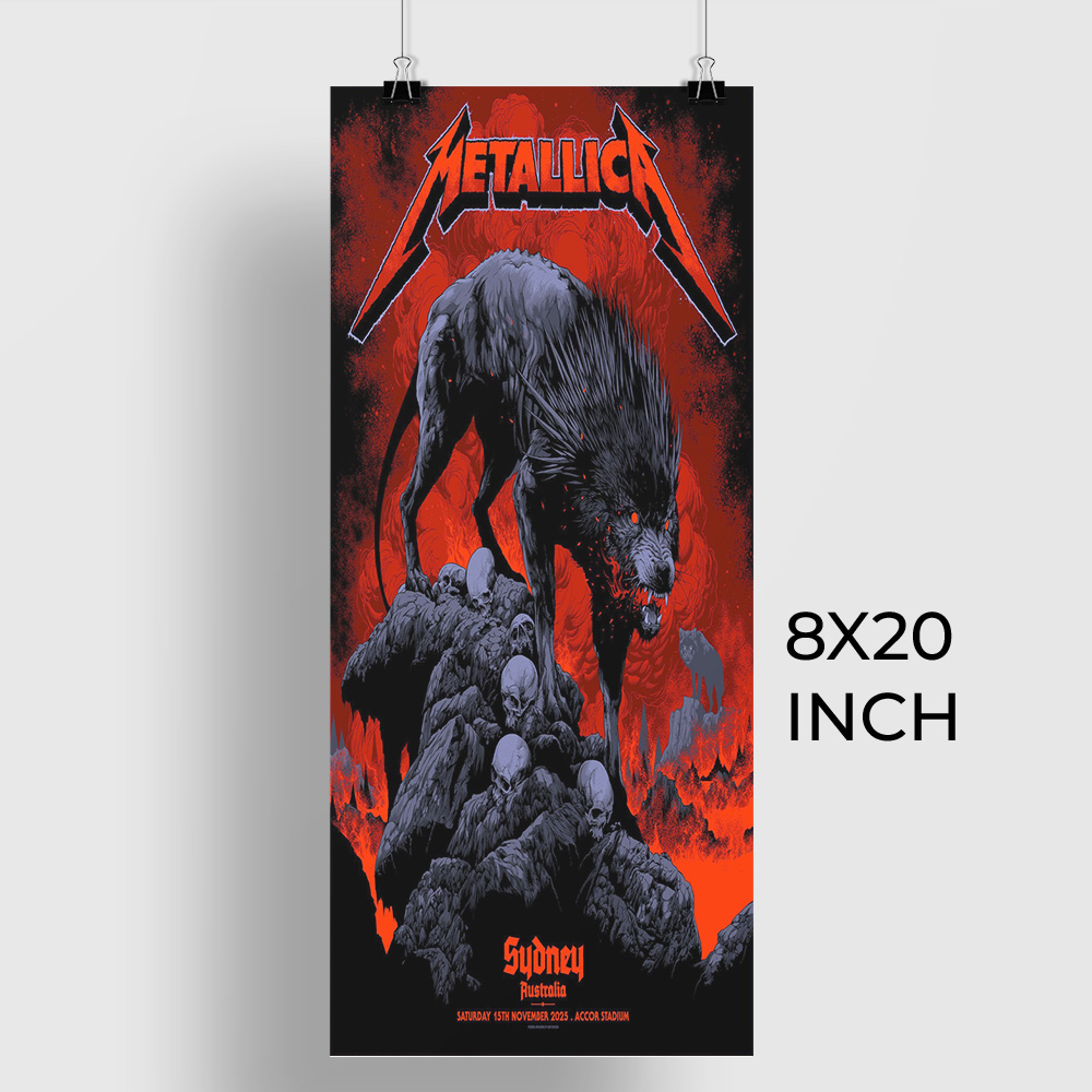 Metallica M72 Sydney Exclusive Pop Up Poster November 15 2025 Accor Stadium Australia Artwork by Ken Taylor Canvas Home Decor 8x20 inch