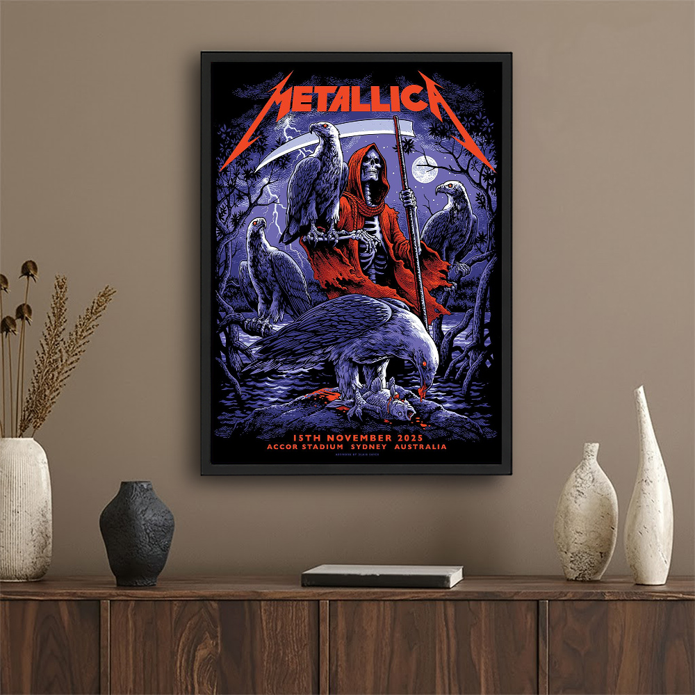 Metallica M72 Sydney Poster – November 15, 2025 – Accor Stadium, Australia – Artwork by Blair Sayer – Tour Merch – Canvas Home Decor