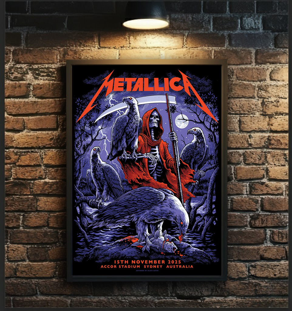 Metallica M72 Sydney Poster – November 15, 2025 – Accor Stadium, Australia – Artwork by Blair Sayer – Tour Merch – Canvas Home Decor