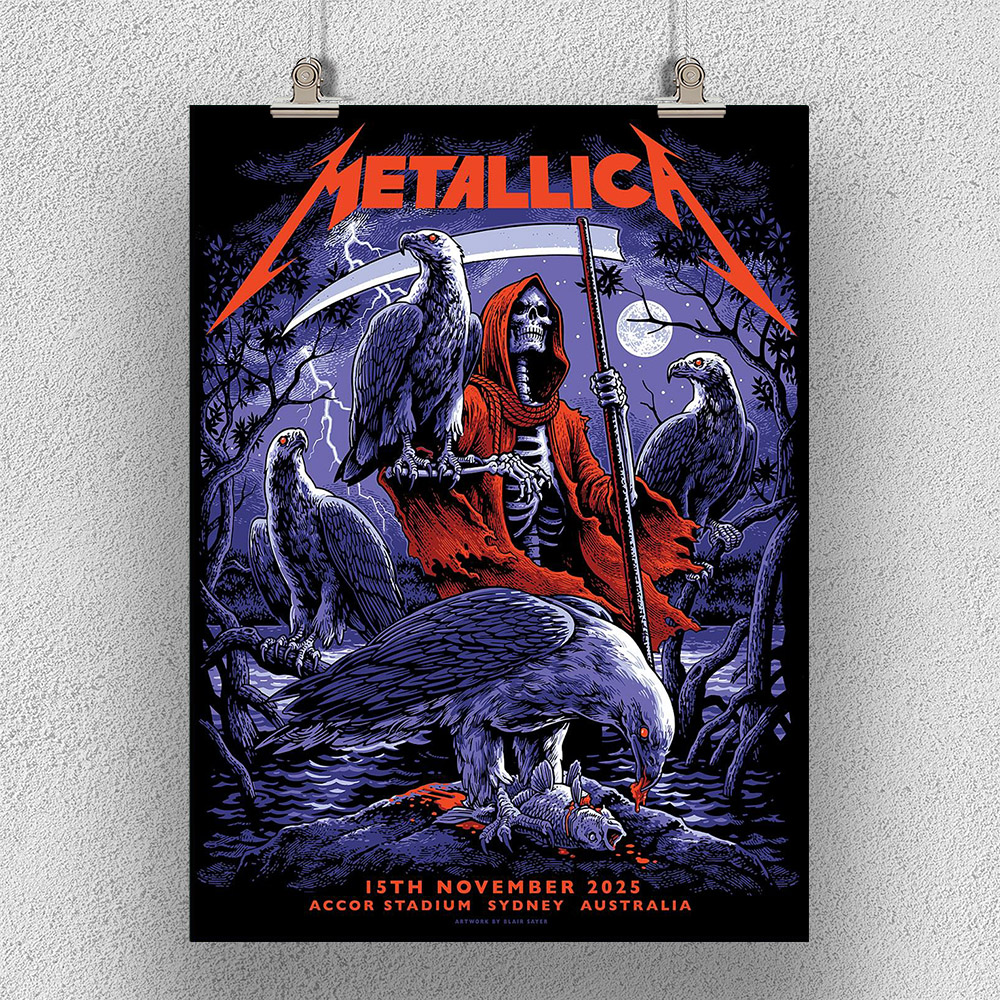 Metallica M72 Sydney Poster November 15 2025 Accor Stadium Australia Artwork by Blair Sayer Tour Merch Canvas Home Decor 3