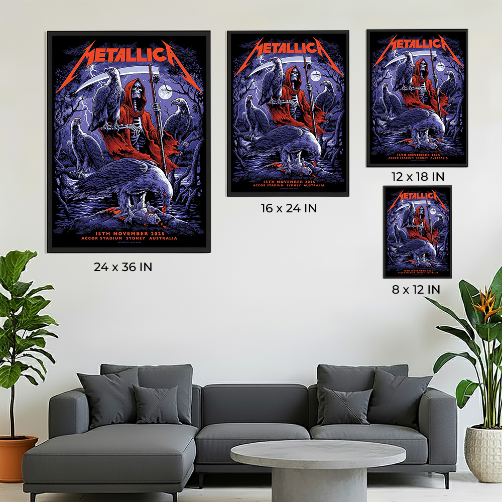 Metallica M72 Sydney Poster November 15 2025 Accor Stadium Australia Artwork by Blair Sayer Tour Merch Canvas Home Decor 5
