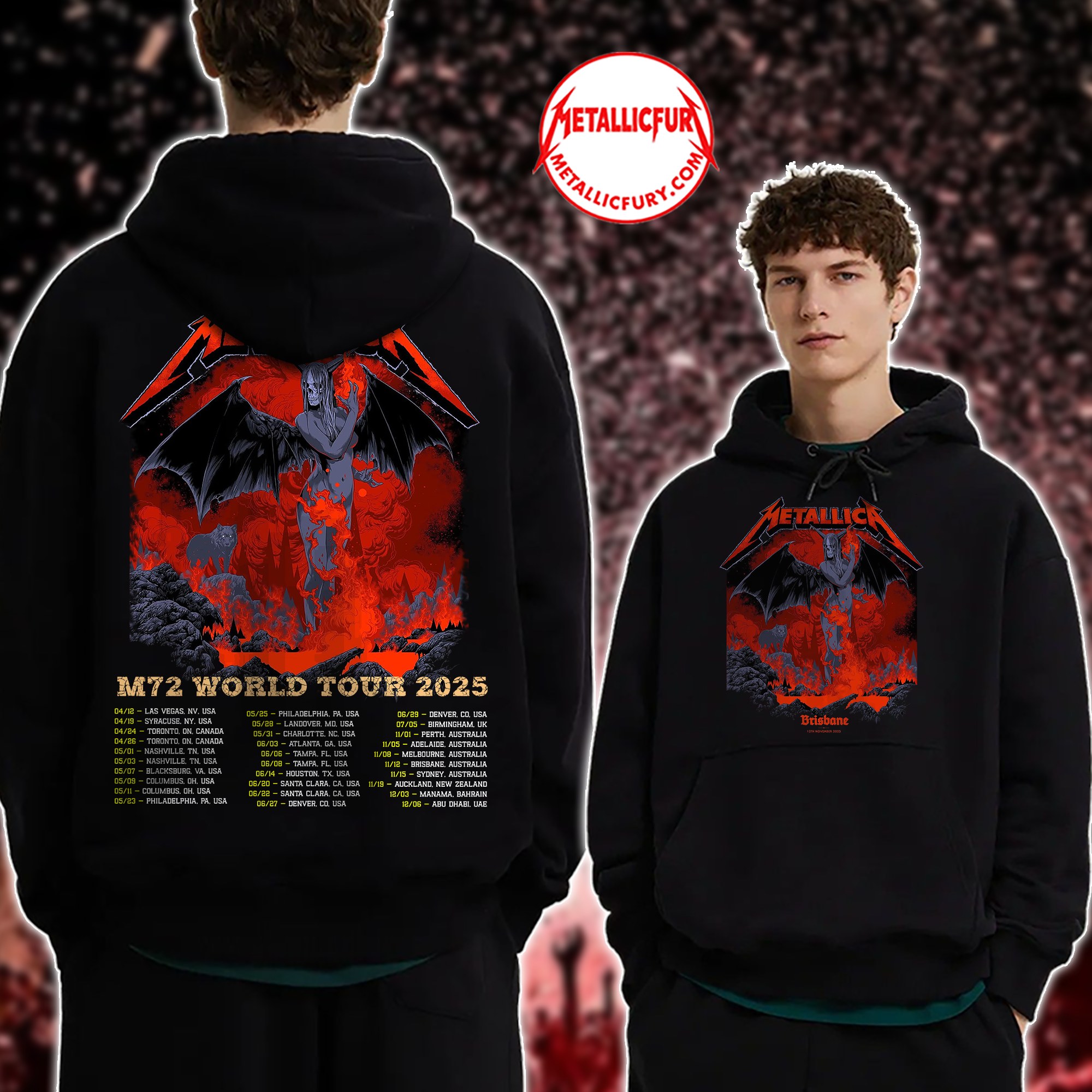 Metallica M72 Tour 2025 Hoodie Brisbane Australia November 12 2025 Artwork by Ken Taylor Suncorp Stadium 1