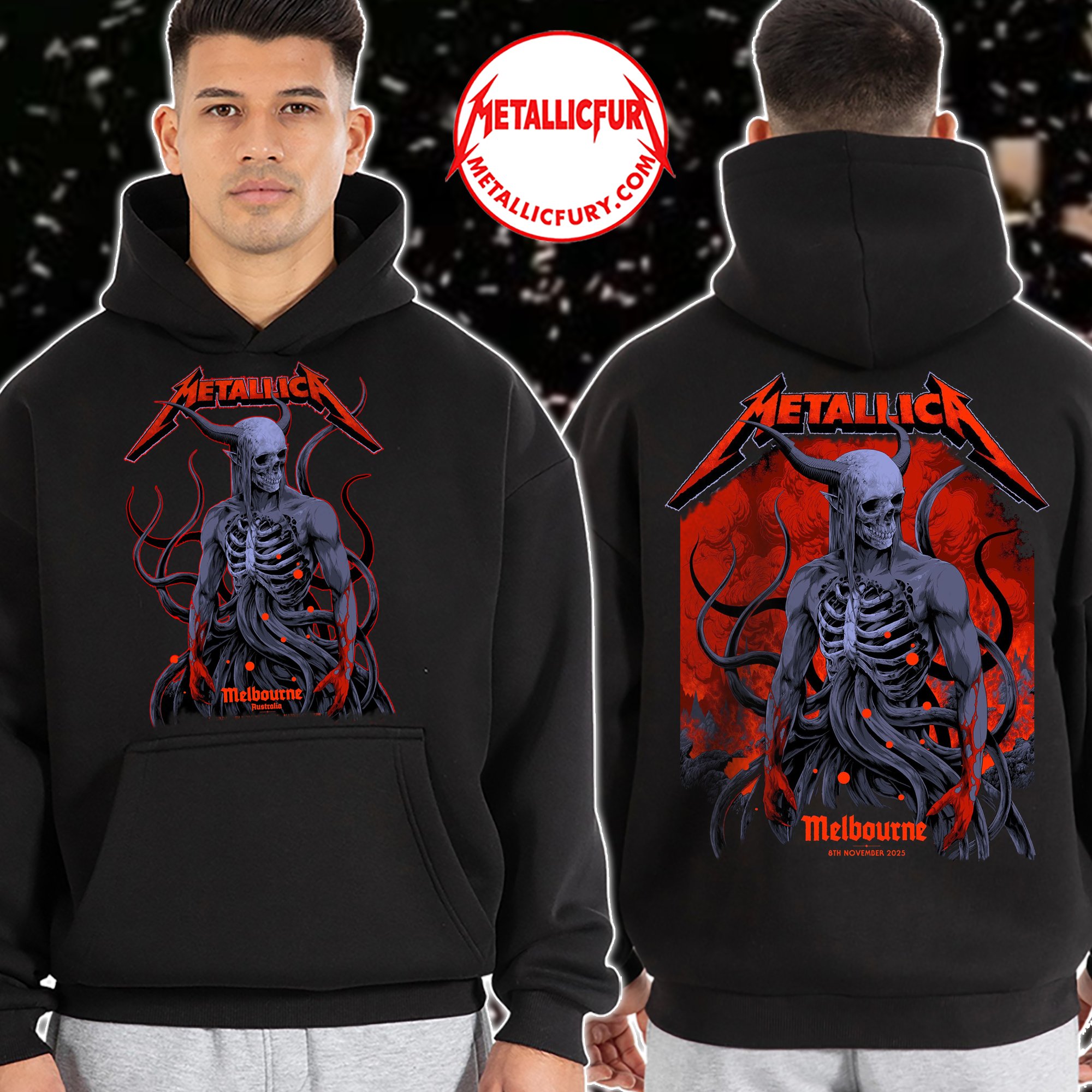 Metallica M72 Tour 2025 Hoodie Melbourne Australia November 8 2025 Artwork by Ken Taylor 1