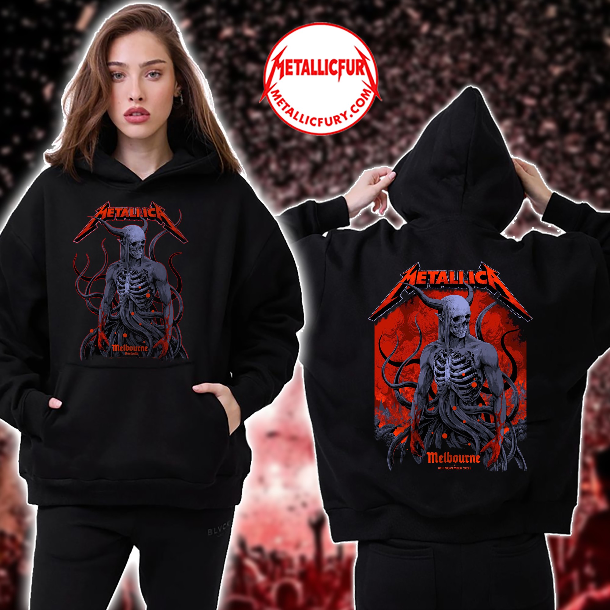 Metallica M72 Tour 2025 Hoodie Melbourne Australia November 8 2025 Artwork by Ken Taylor 2