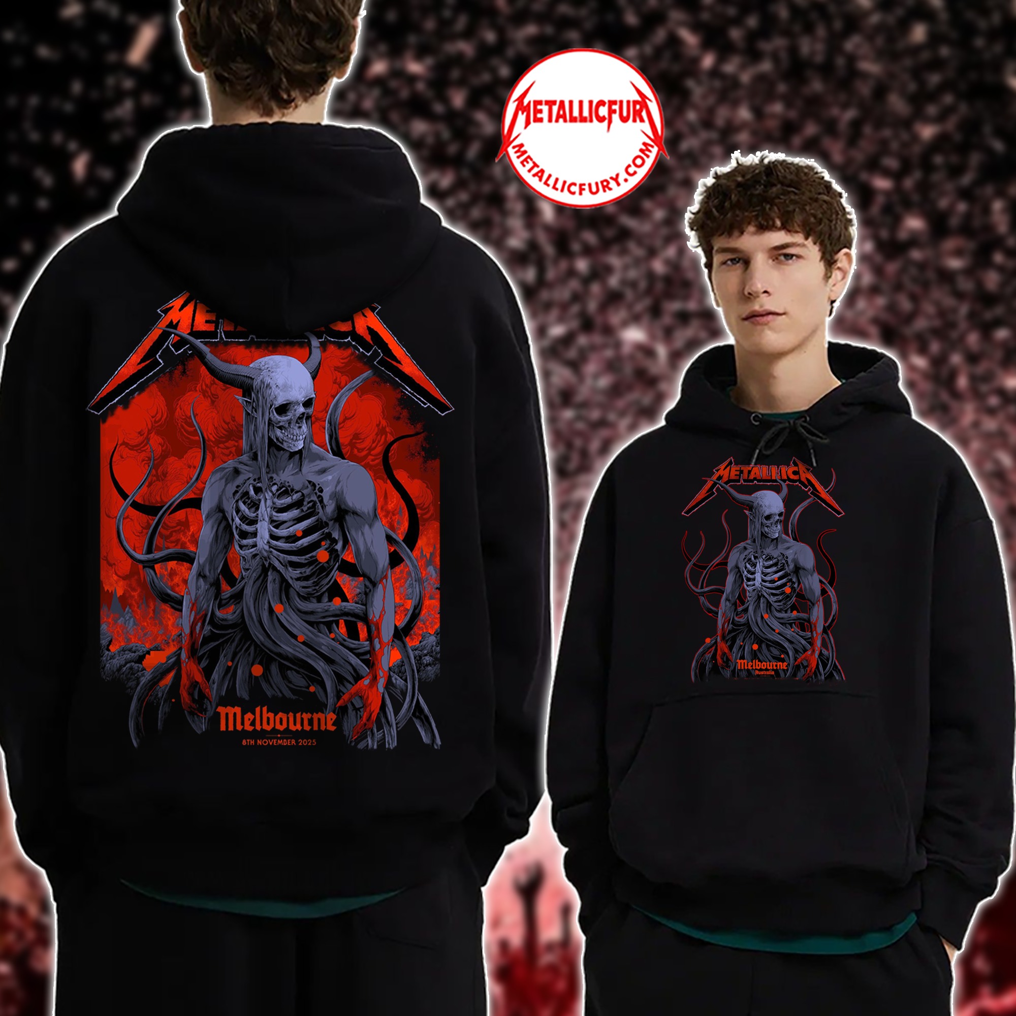 Metallica M72 Tour 2025 Hoodie Melbourne Australia November 8 2025 Artwork by Ken Taylor 3