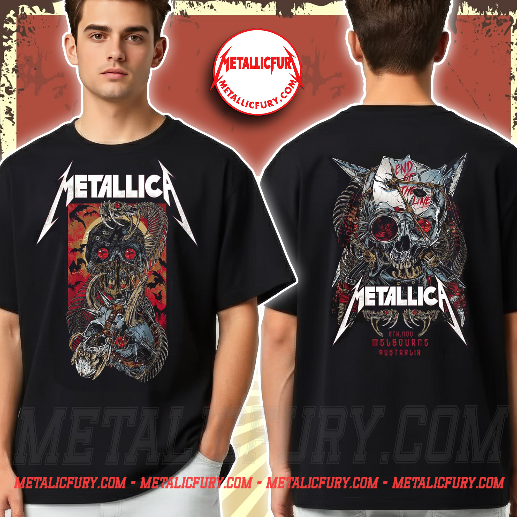 Metallica M72 Tour 2025 T Shirt November 8 2025 Melbourne Australia Marvel Stadium