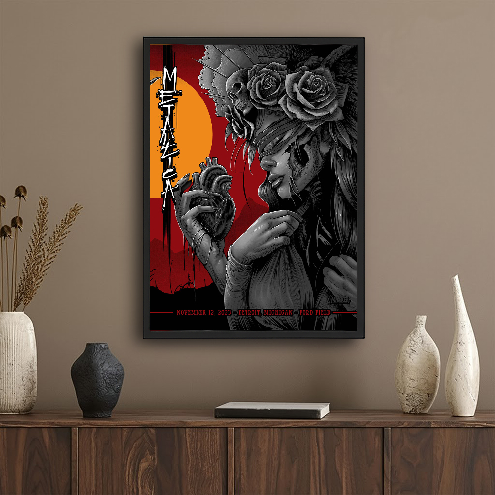 Metallica M72 Detroit 2023 Poster November 12 2023 Ford Field Michigan Artwork by Maxxer242 Canvas Home Decor