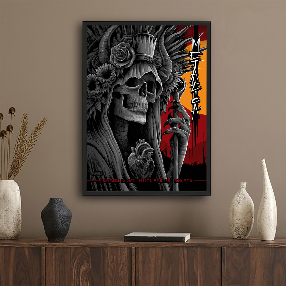 Metallica M72 Tour Detroit Night 1 Poster – Ford Field, Michigan – November 10 2023 – Artwork by Maxxer242 – Official Event Artwork