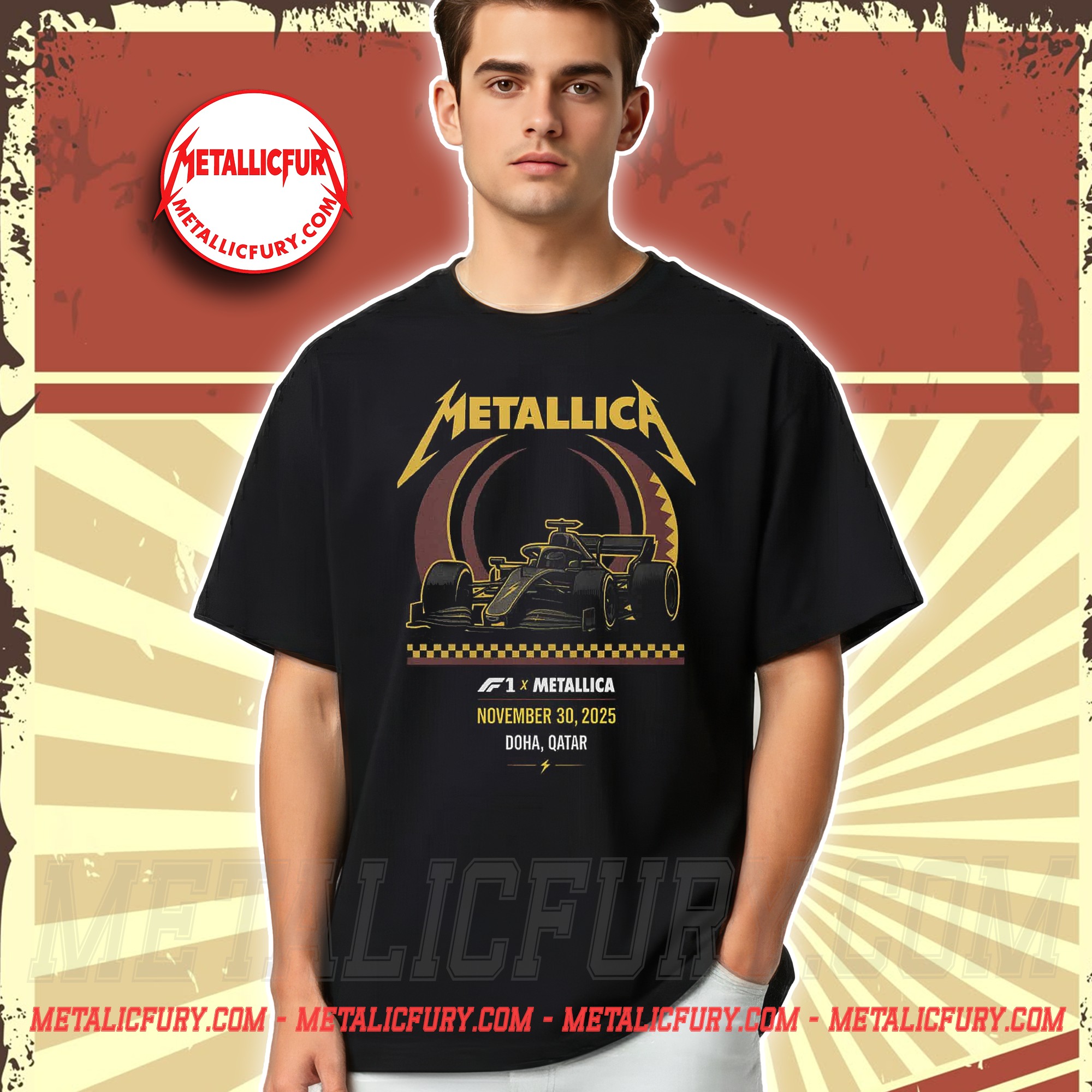 Metallica M72 Tour Doha T Shirt Lusail International Circuit Qatar November 30 2025 F1 Racing Car Artwork Event Merch 1
