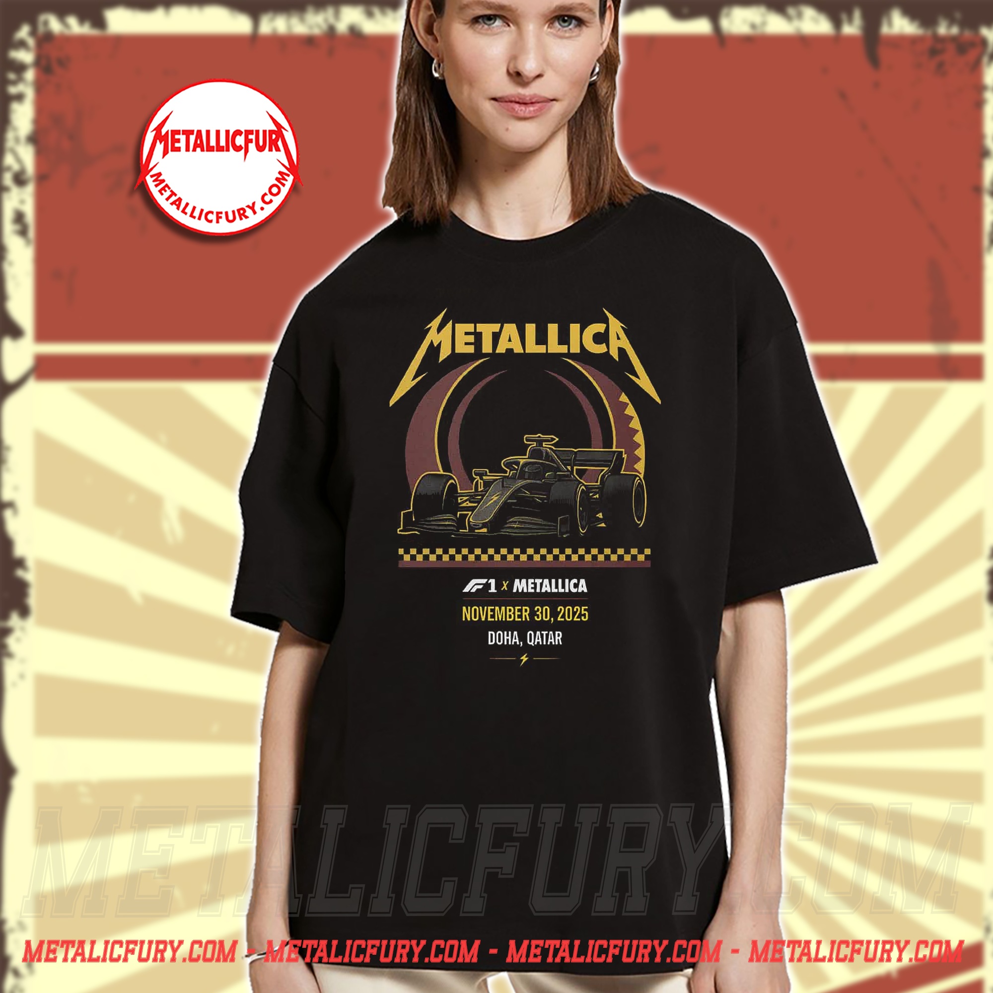 Metallica M72 Tour Doha T Shirt Lusail International Circuit Qatar November 30 2025 F1 Racing Car Artwork Event Merch 2