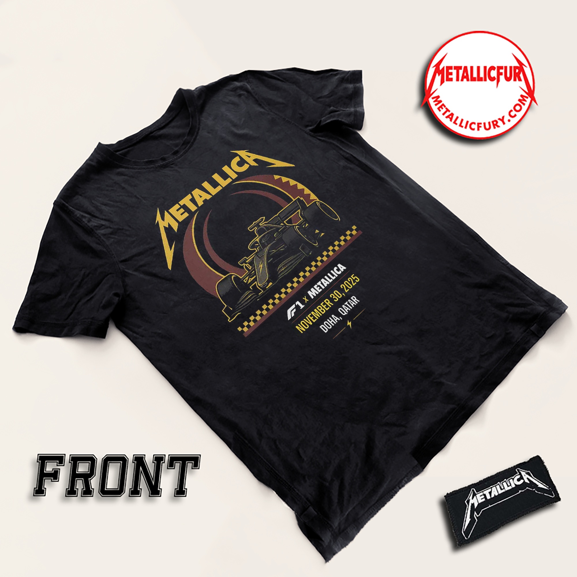Metallica M72 Tour Doha T Shirt Lusail International Circuit Qatar November 30 2025 F1 Racing Car Artwork Event Merch 3