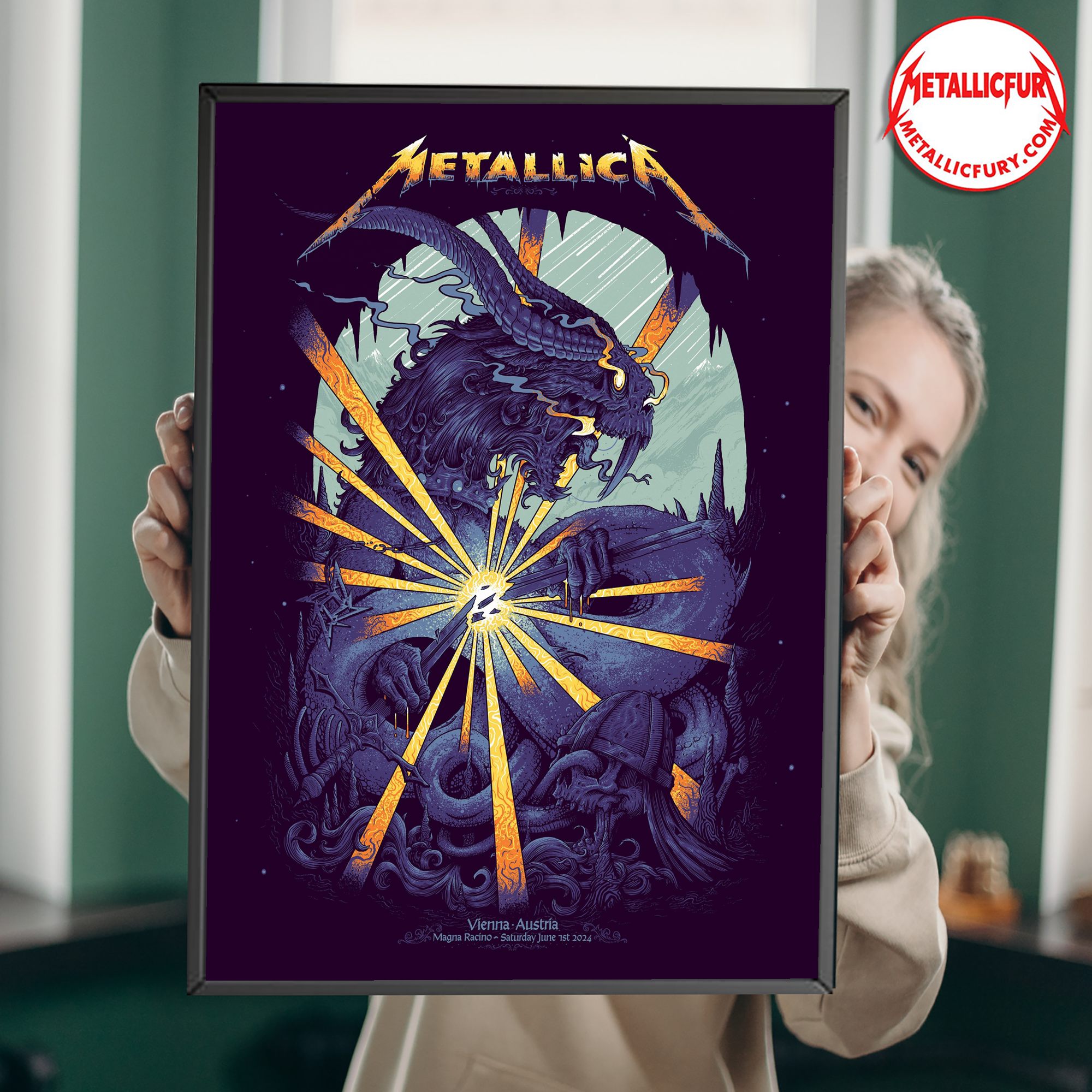 Metallica M72 Tour Poster – Racino Ebreichsdorf, Vienna, Austria – June 01, 2024 – Artwork by Alex Hovey
