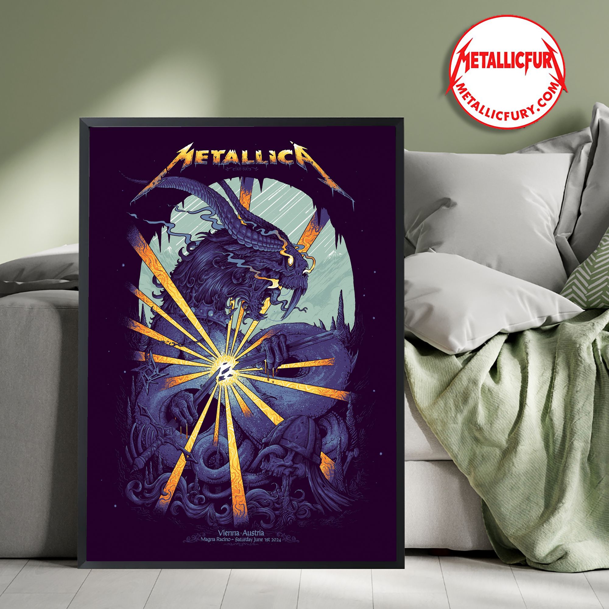 Metallica M72 Tour Poster – Racino Ebreichsdorf, Vienna, Austria – June 01, 2024 – Artwork by Alex Hovey
