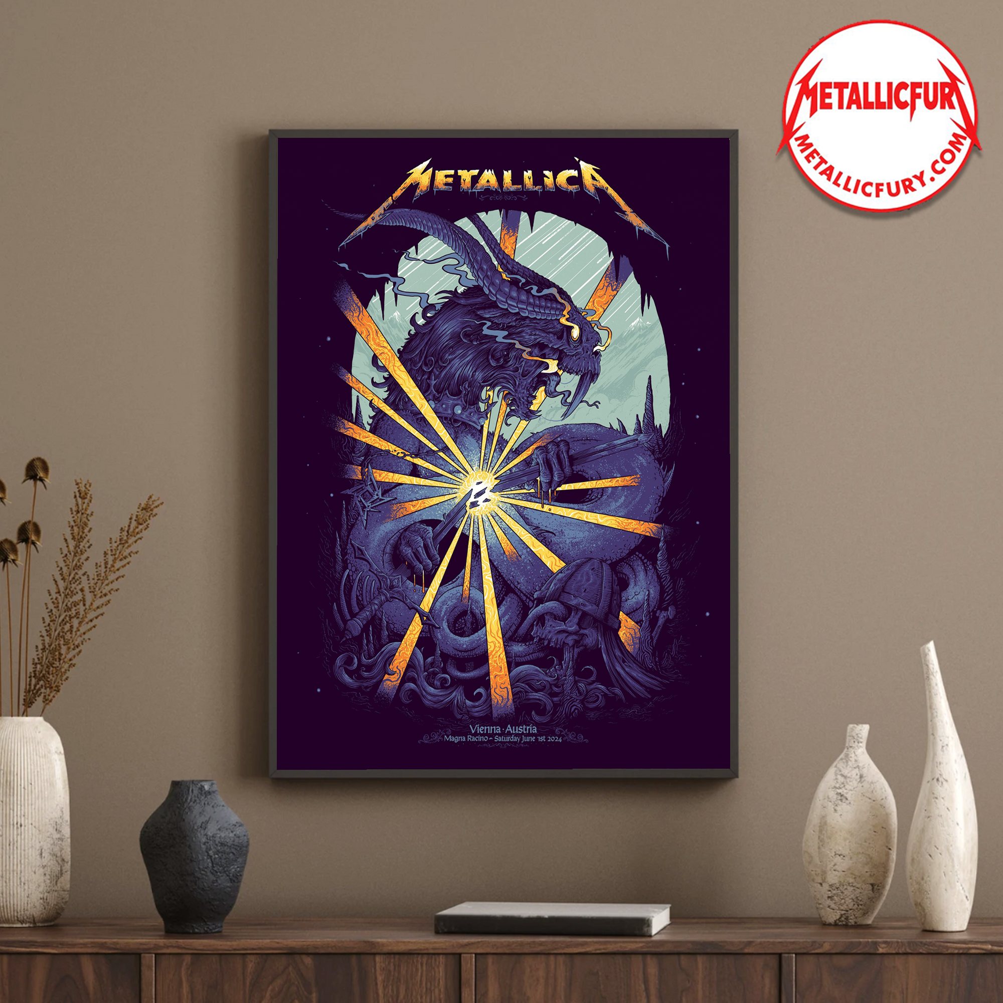 Metallica M72 Tour Poster – Racino Ebreichsdorf, Vienna, Austria – June 01, 2024 – Artwork by Alex Hovey