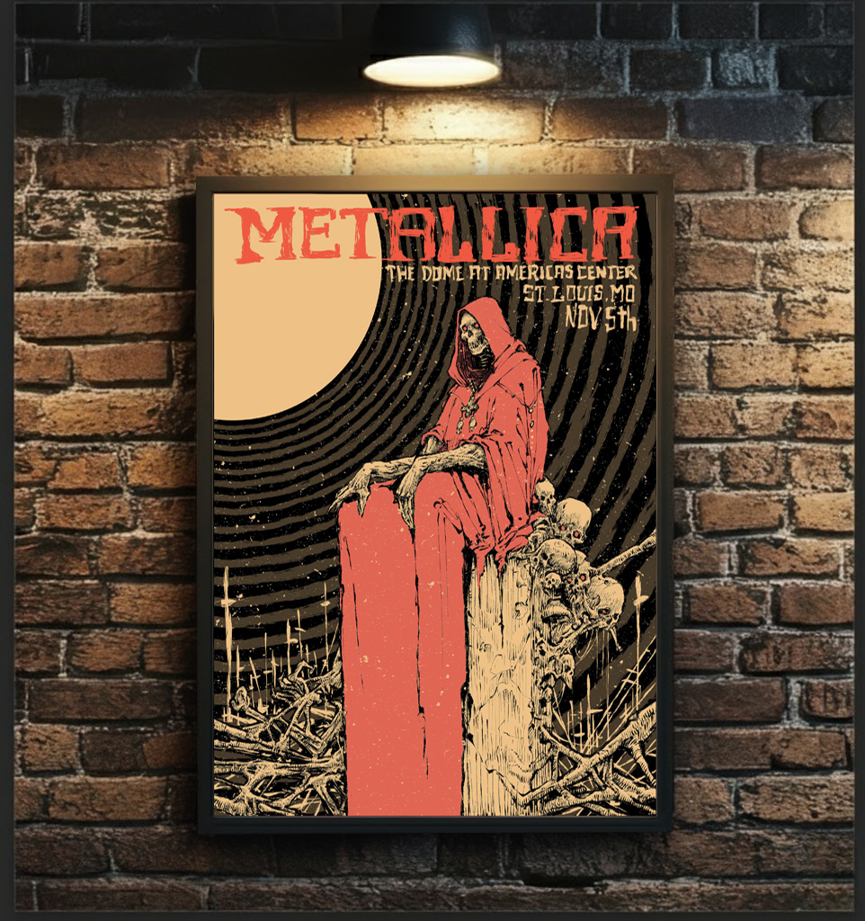 Metallica M72 Tour St. Louis Night 2 Poster – Dome at America’s Center, Missouri – November 5 2023 – Official Event Artwork