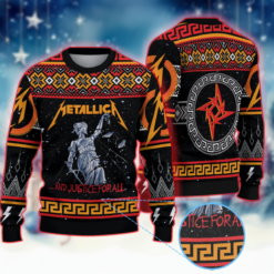 Metallica …And Justice for All Ugly Sweater Classic 1988 Lady Justice Artwork Holiday Knit Edition