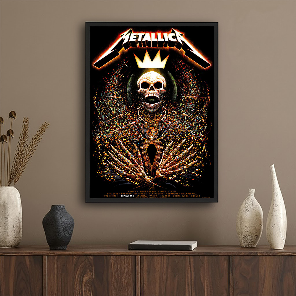 Metallica M72 Tour 2025 Charlotte Pop-Up Shop Poster – May 31, 2025 – Bank of America Stadium, Charlotte – Artwork by Miles Tsang