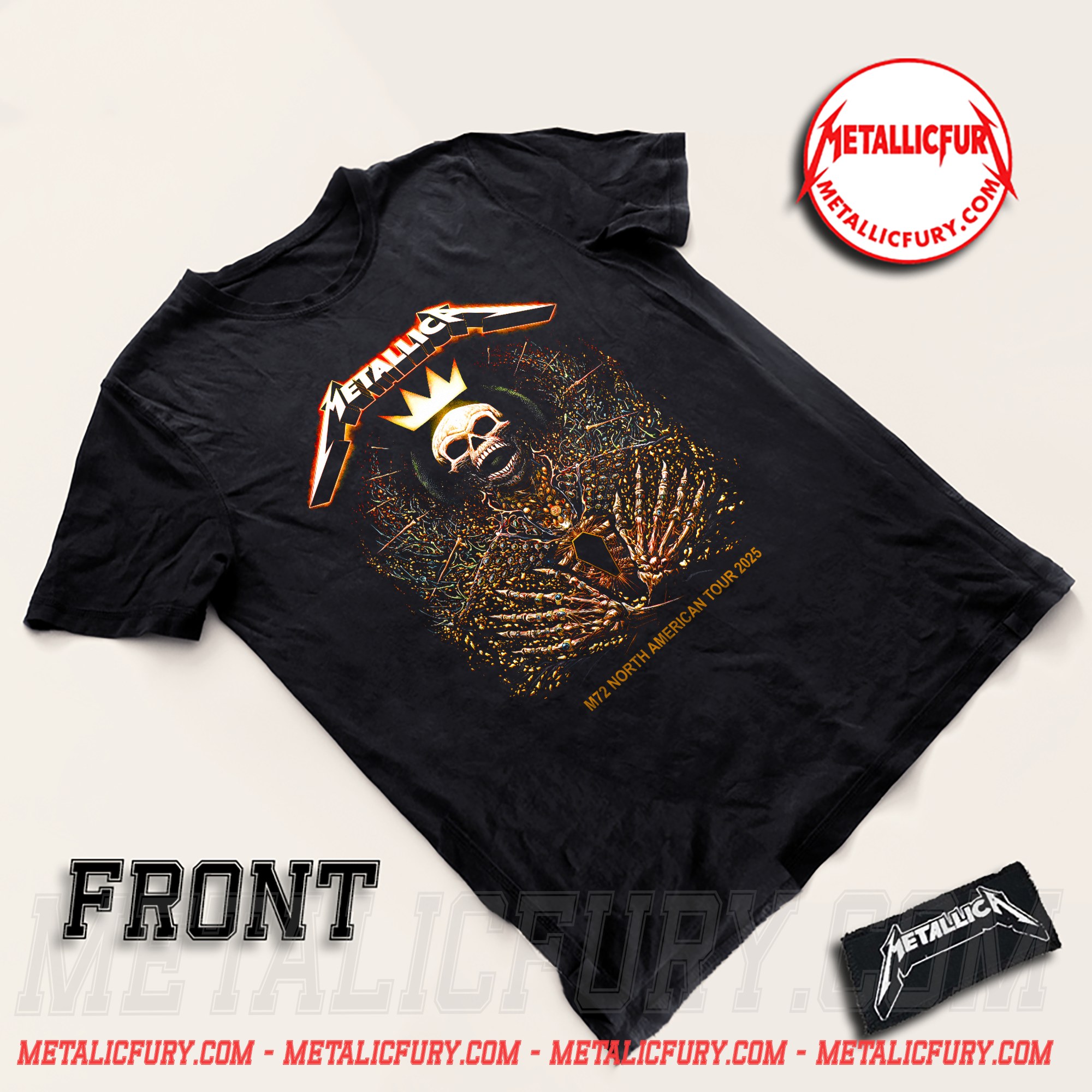 Front view of Metallica M72 Tour Charlotte Pop Up Store Exclusive Shirt 5