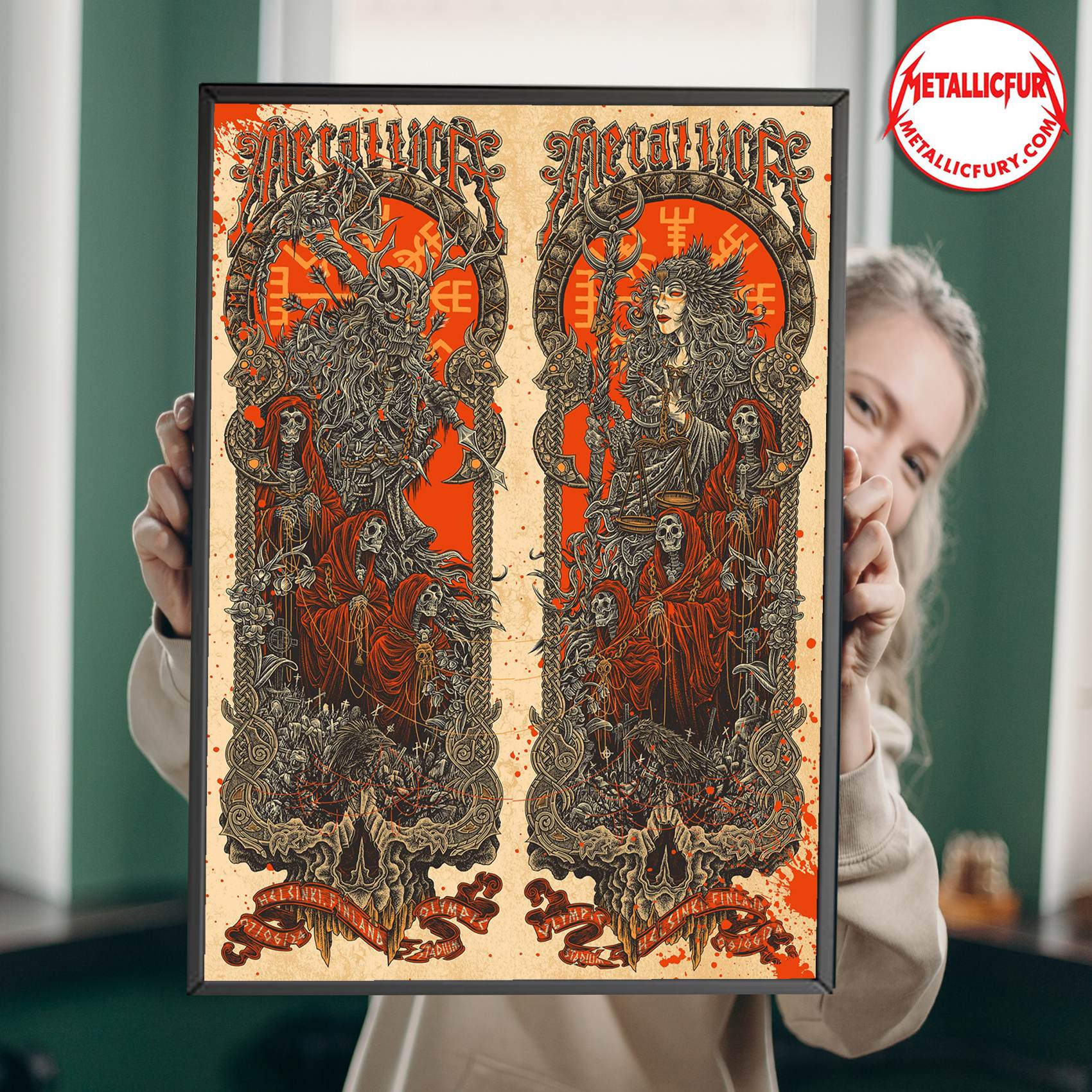 Metallica M72 World Tour Helsinki 2024 Diptych Poster – Official Art by Luke Martin