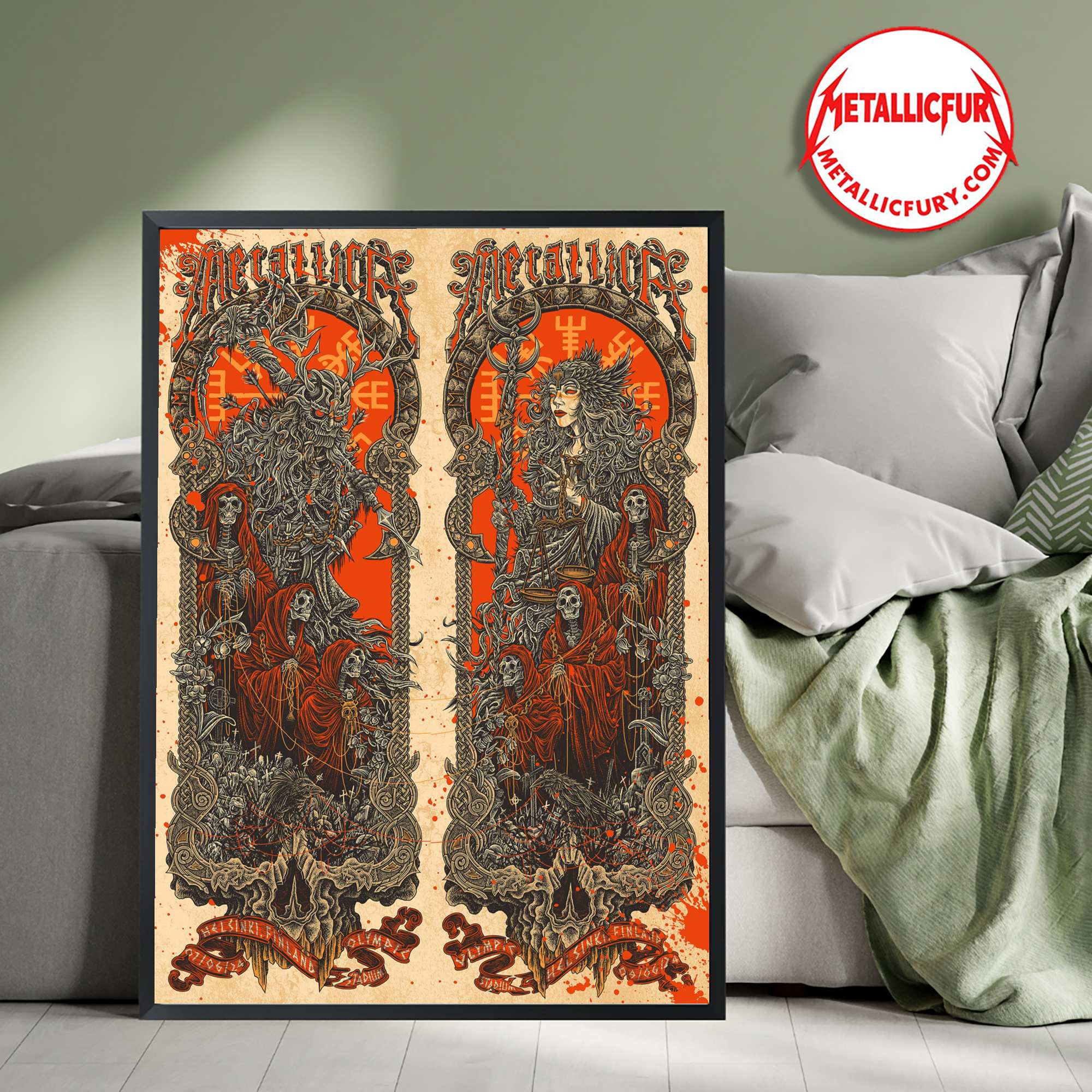 Metallica M72 World Tour Helsinki 2024 Diptych Poster – Official Art by Luke Martin