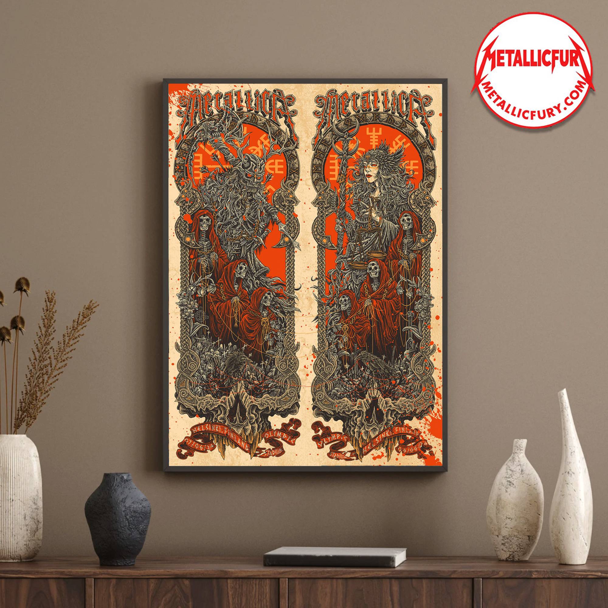 Metallica M72 World Tour Helsinki 2024 Diptych Poster – Official Art by Luke Martin
