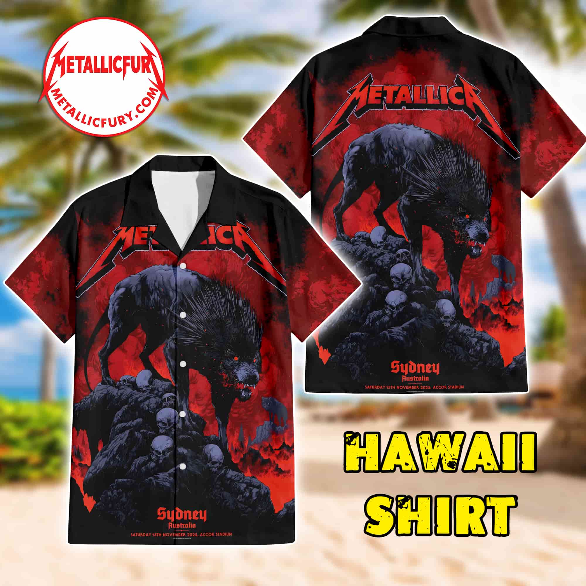 Metallica M72 Sydney Pop-Up Shop Hawaiian Shirt - Accor Stadium Nov 15, 2025