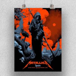 Metallica M72 Madrid Spain 2024 Poster - Estadio Cívitas Metropolitano - Red Sky Grim Reaper by Ken TayLor